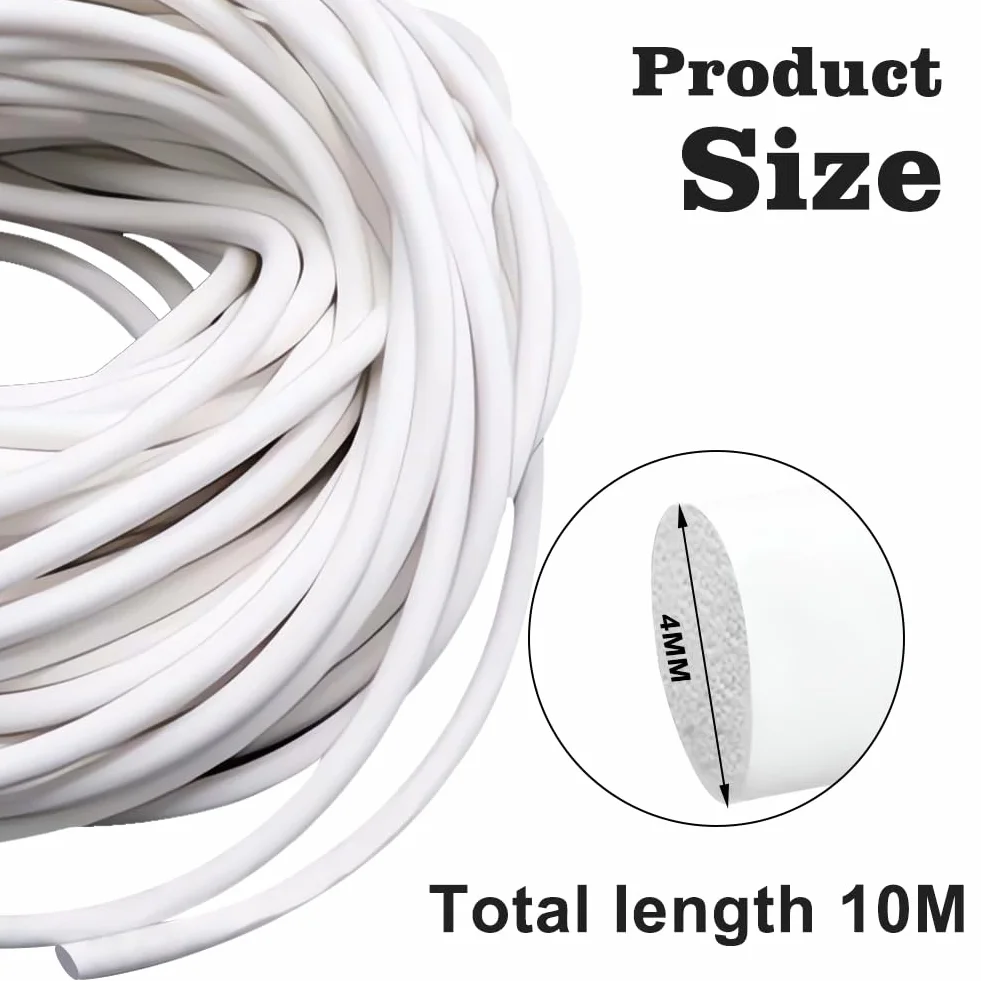 Cordone sigillante per fughe Ø 4 mm in silicone rotondo guarnizione schiuma bianca