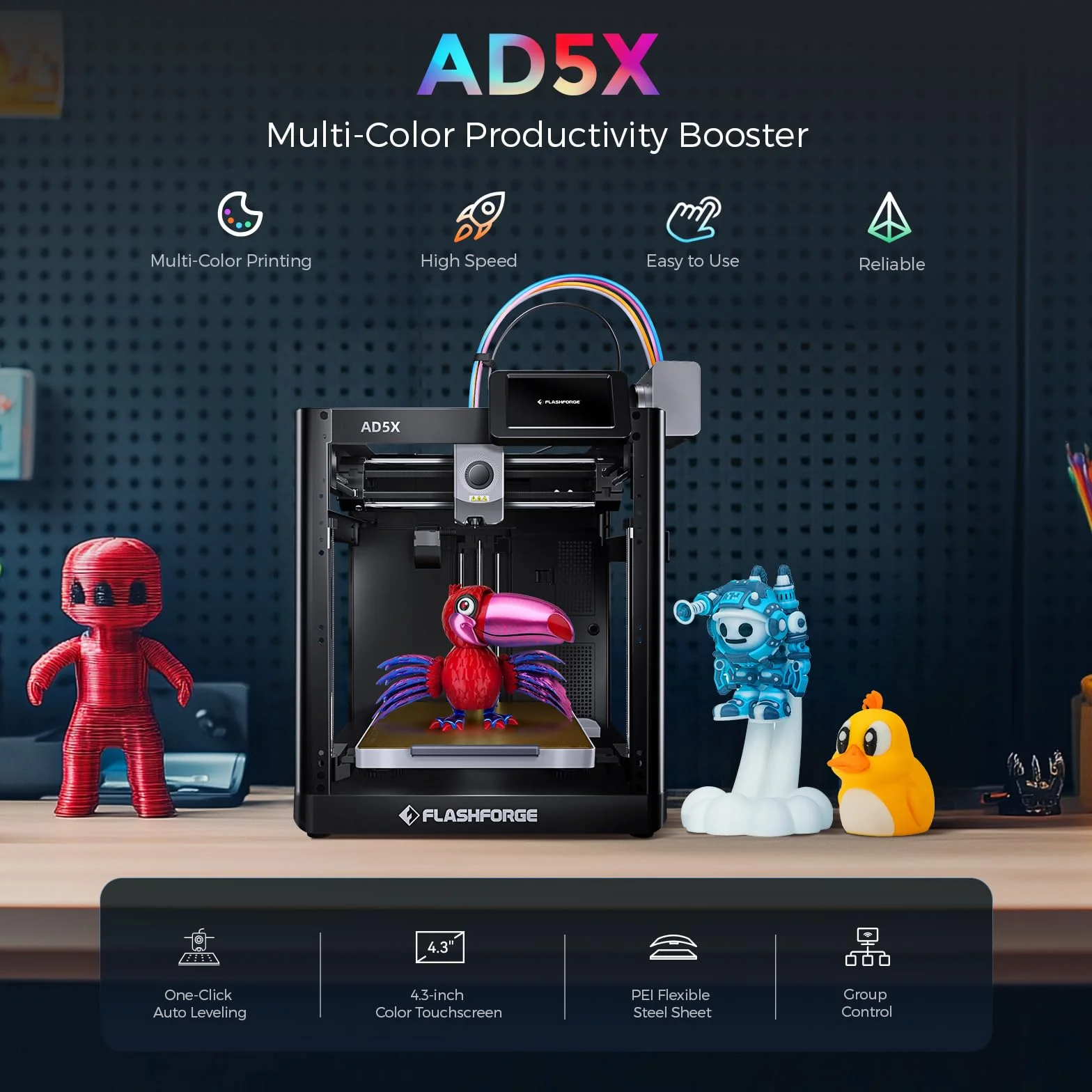 Flashforge Adventurer 5X Stampante 3D Multicolore 600 mm/s AD5X