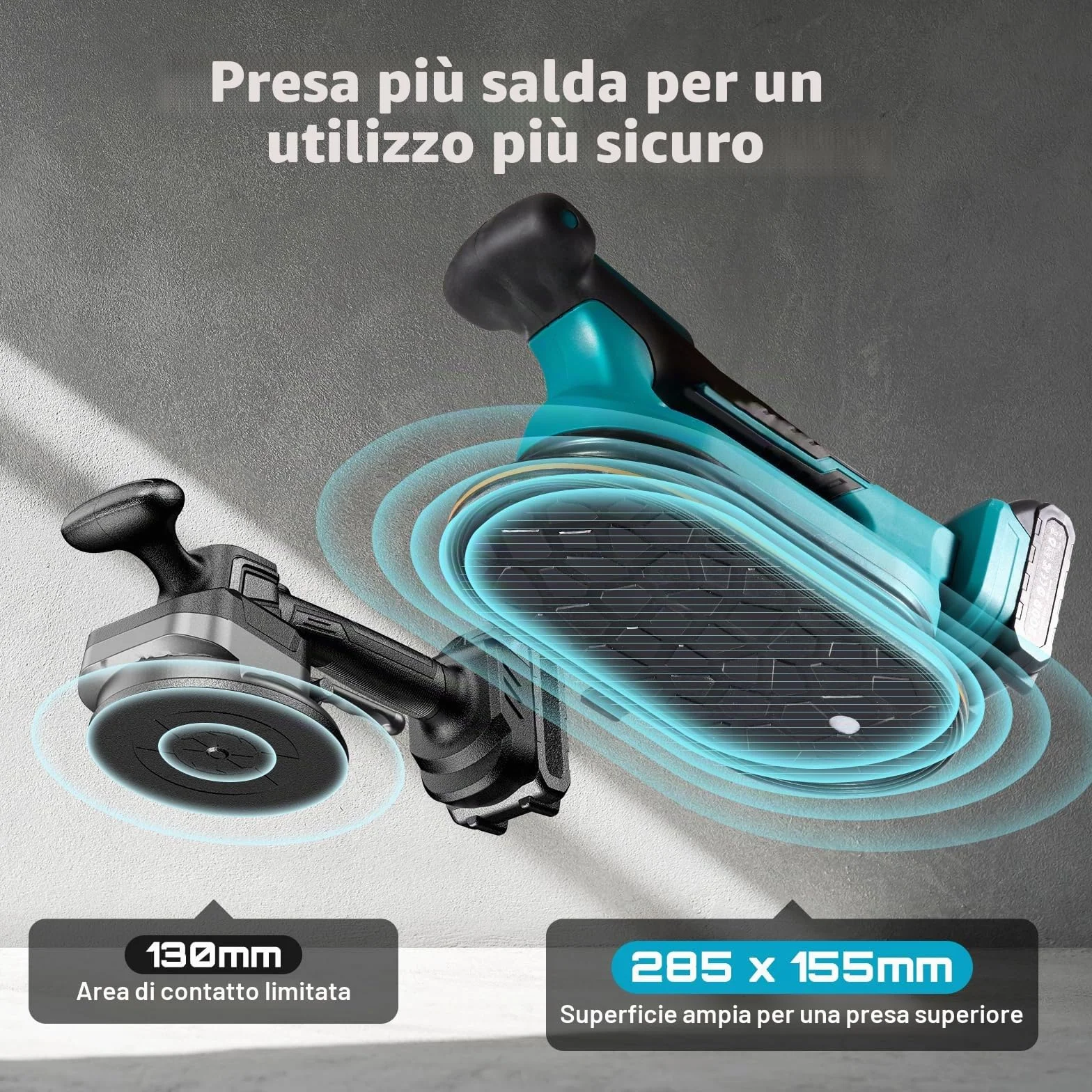 SEESII Vibratore per Piastrelle 285 mm, 2-in-1 Ventosa Vibrante per Piastrelle & Strumento di Vibrazione, 12 Velocità, Batteria 10 Ore, Livella – Vibratore Piastrelle per Formati Grandi (K919B)