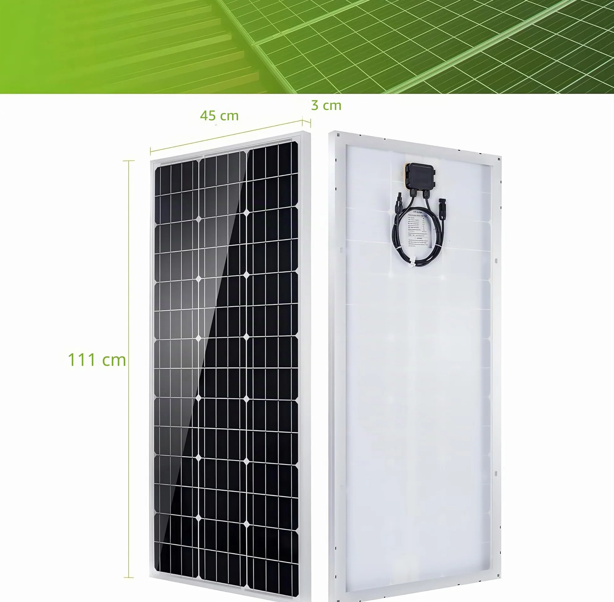 Topsolar Kit pannello solare 100 Watt 12 Volt monocristallino Off Grid System per case camper barca + 30A 12V/24V LCD PWM regolatore di carica solare + cavi solari da 4,9 m con connettore + staffe a Z