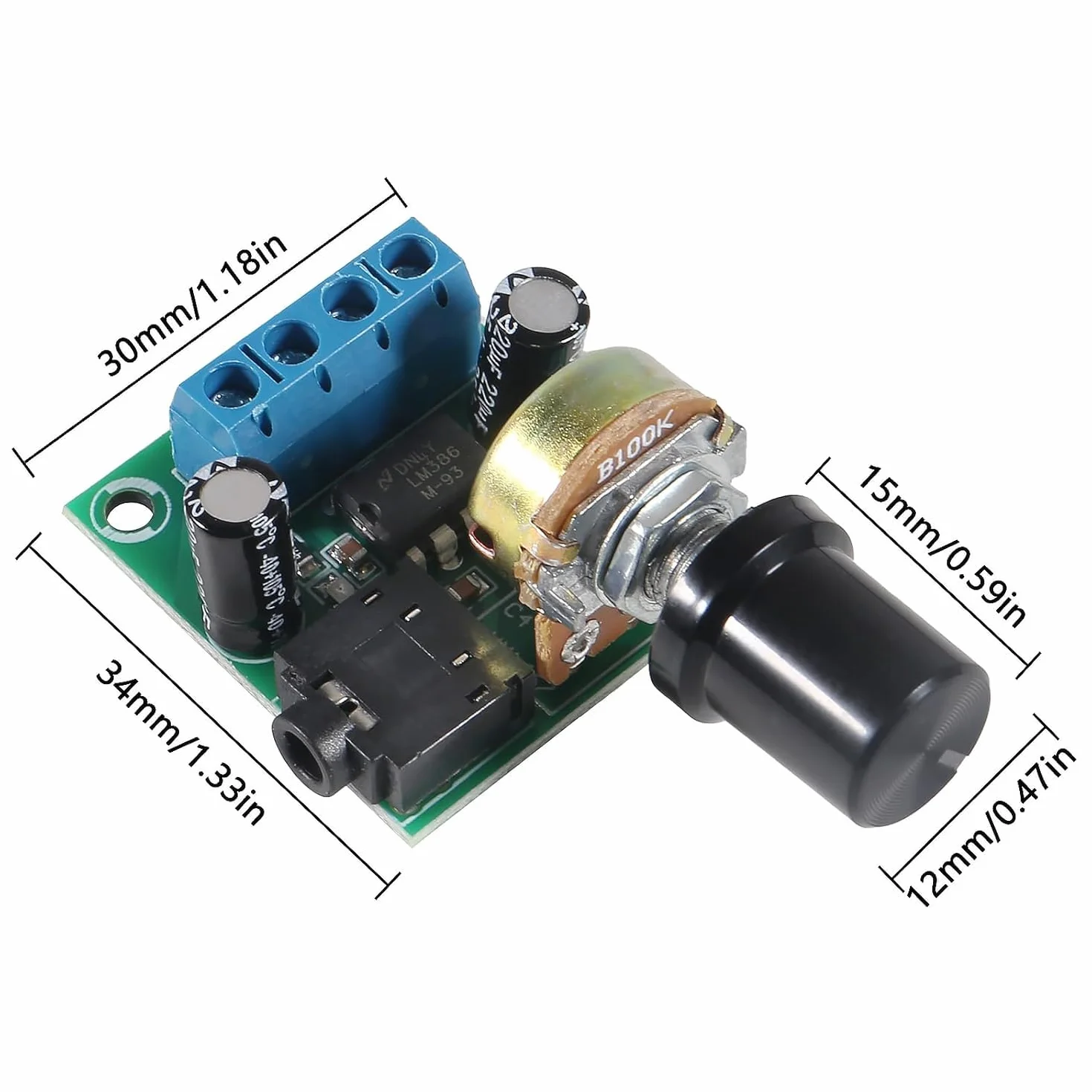 2 pezzi Modulo Amplificatore Digitale LM386,10W LM386 modulo Amplificatore Audio DC 3V-12V Scheda Amplificatore