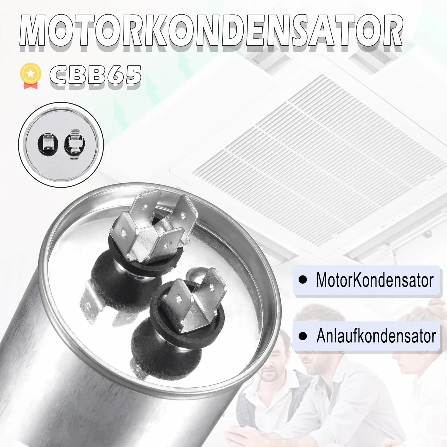 Condensatore motore CBB65 25uF 450V AC 50/60Hz auto-guarigione alloggiamento metallo per aria condizionata