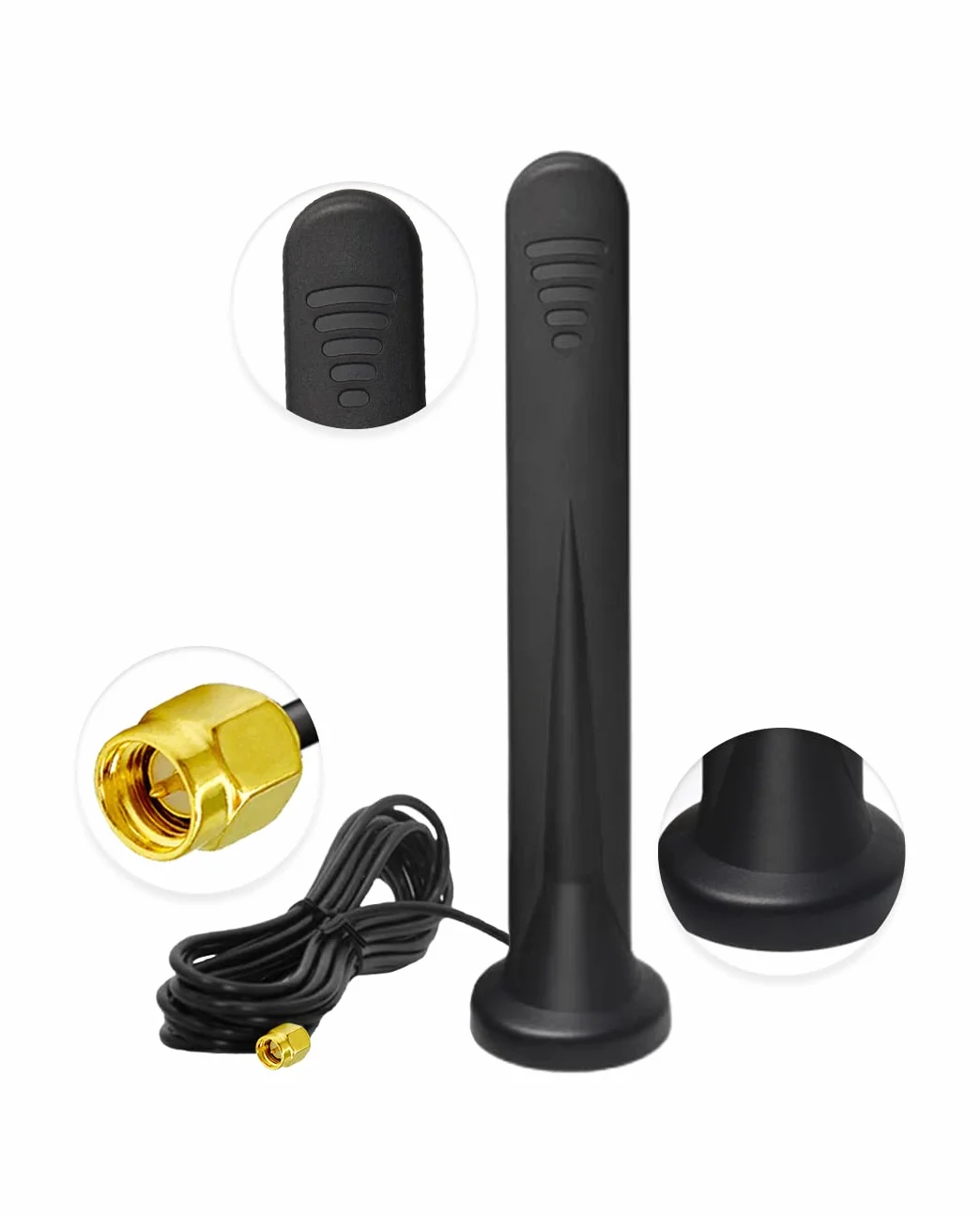 Vecys 4G LTE Antenna SMA Maschio 8DBi GSM/3G/4G/5G Omni-direzionale Impermeabile con Base Magnetica Cavo 3M RG174 Nero