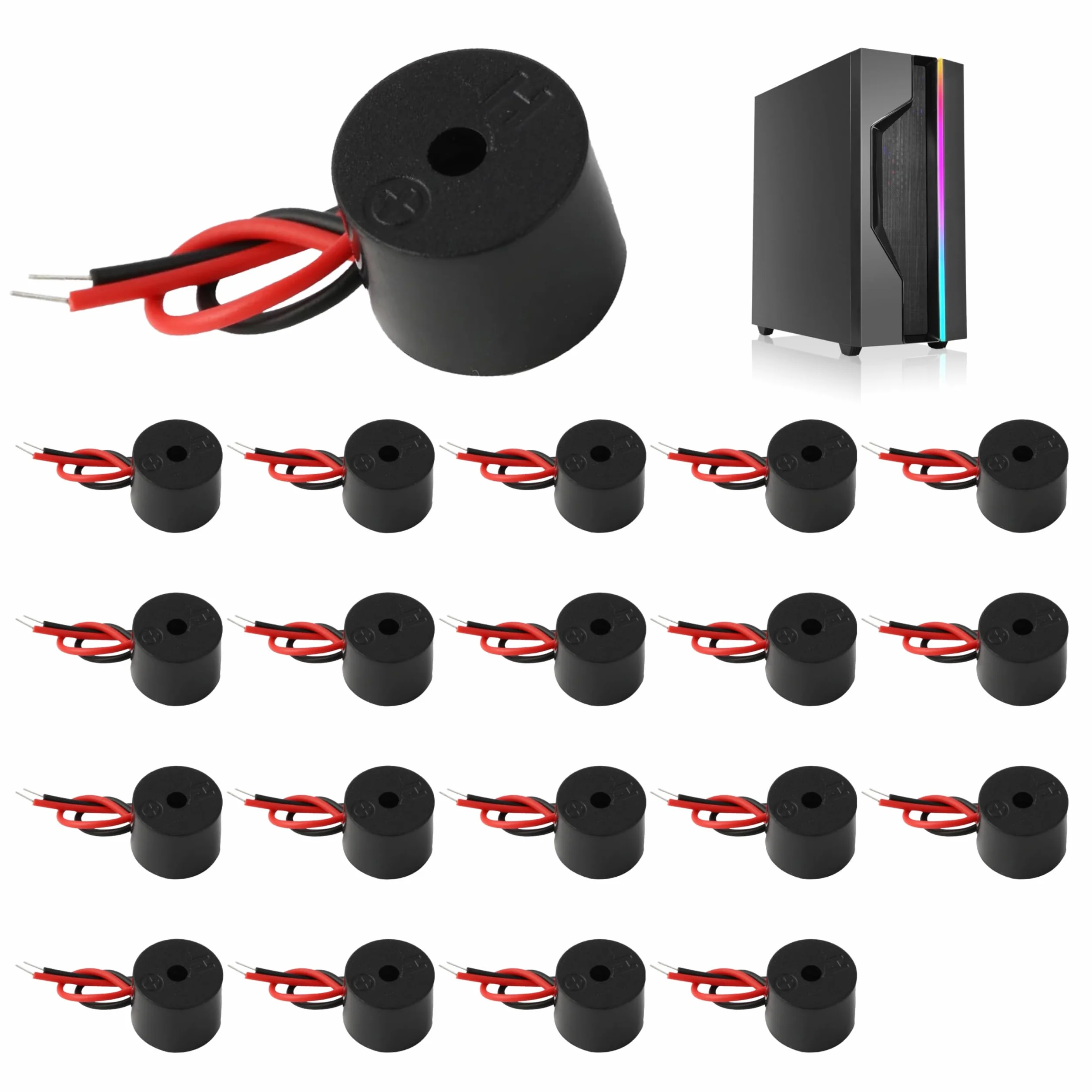 Buzzer attivo elettronico, 20 pezzi, 3-12 V, Piezo Summer 85 dB, lunghezza cavo 60 mm per dispositivi elettronici, allarme elettronico cicalino, segnale acustico elettronico