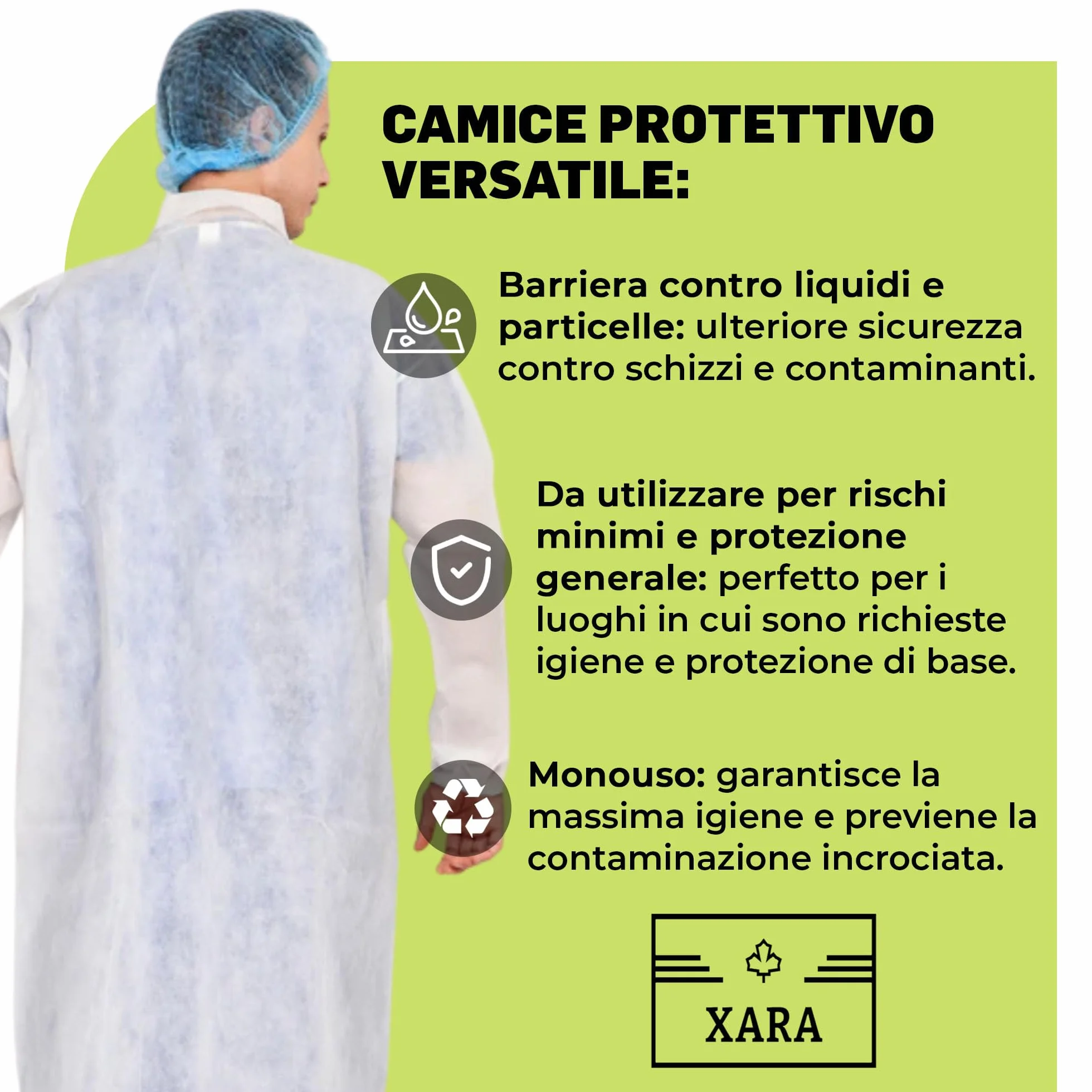 XARA Vestaglia chirurgica monouso XXXL 120 x 152 cm Confezione 10 TNT Polipropilene 35 gr