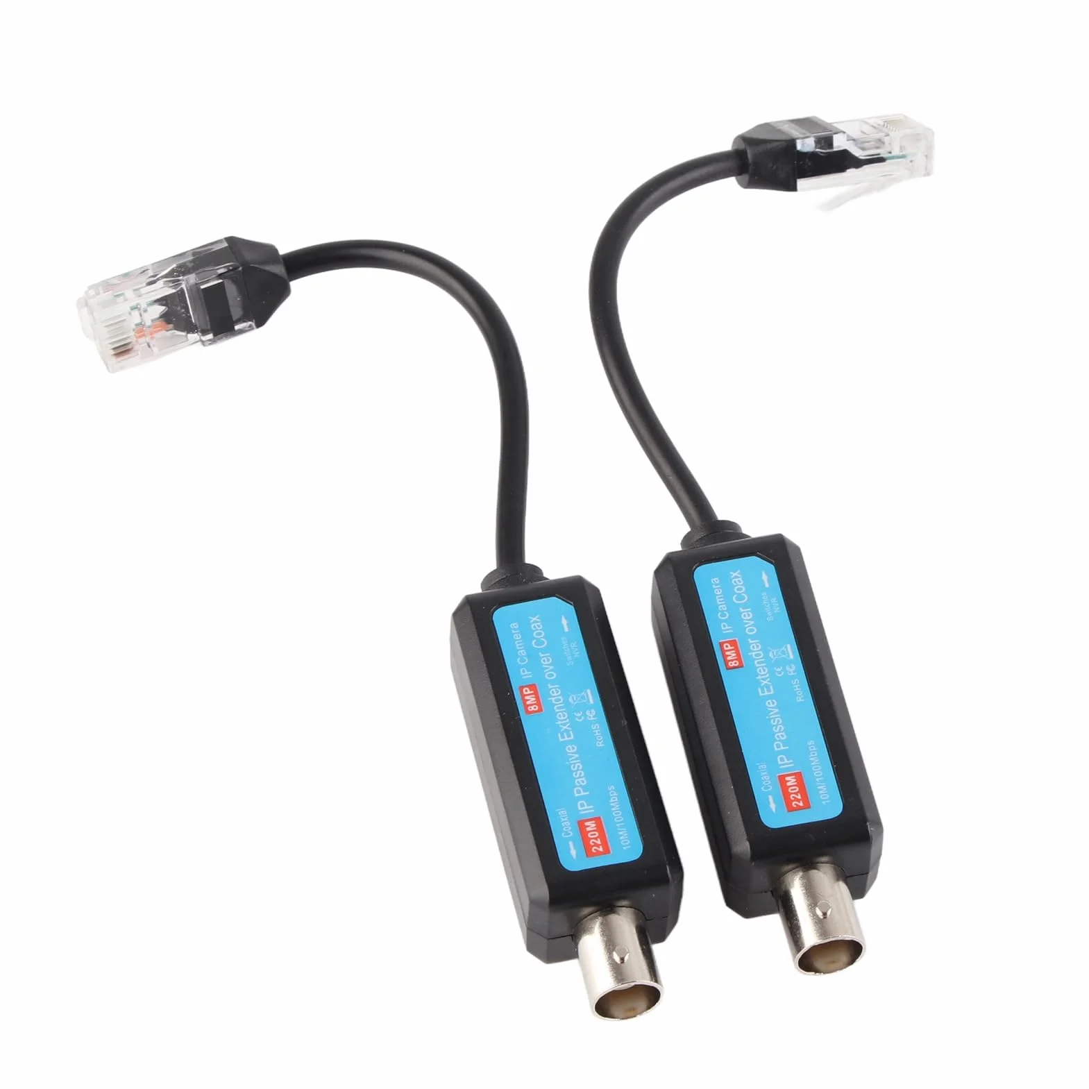 Extender Coassiale Coax over Ethernet Trasmettitore Ricevitore IP Passiva 10/100 Mbps 220 M