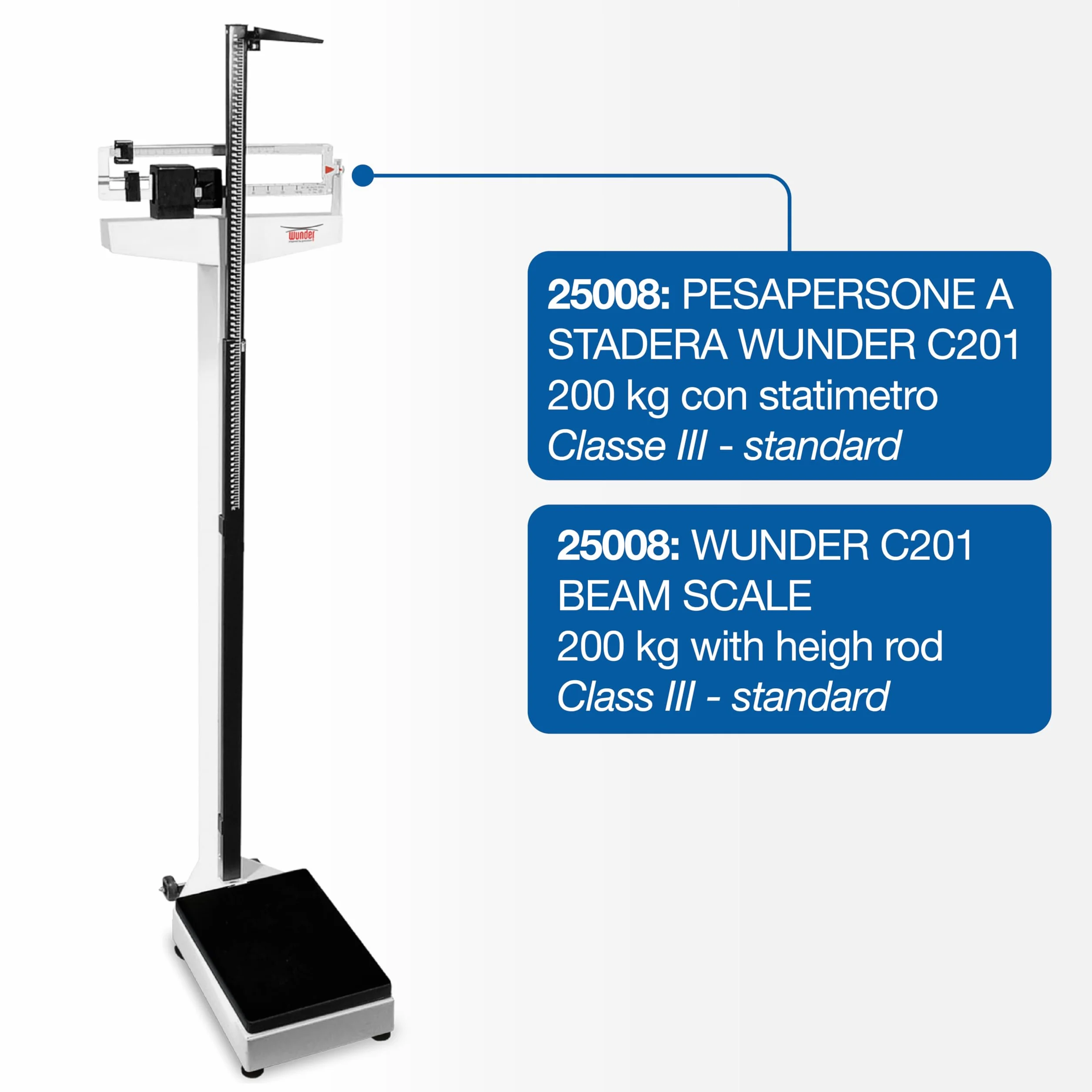 WUNDER Pesapersone a stadera professionale C201 200 kg con statimetro standard