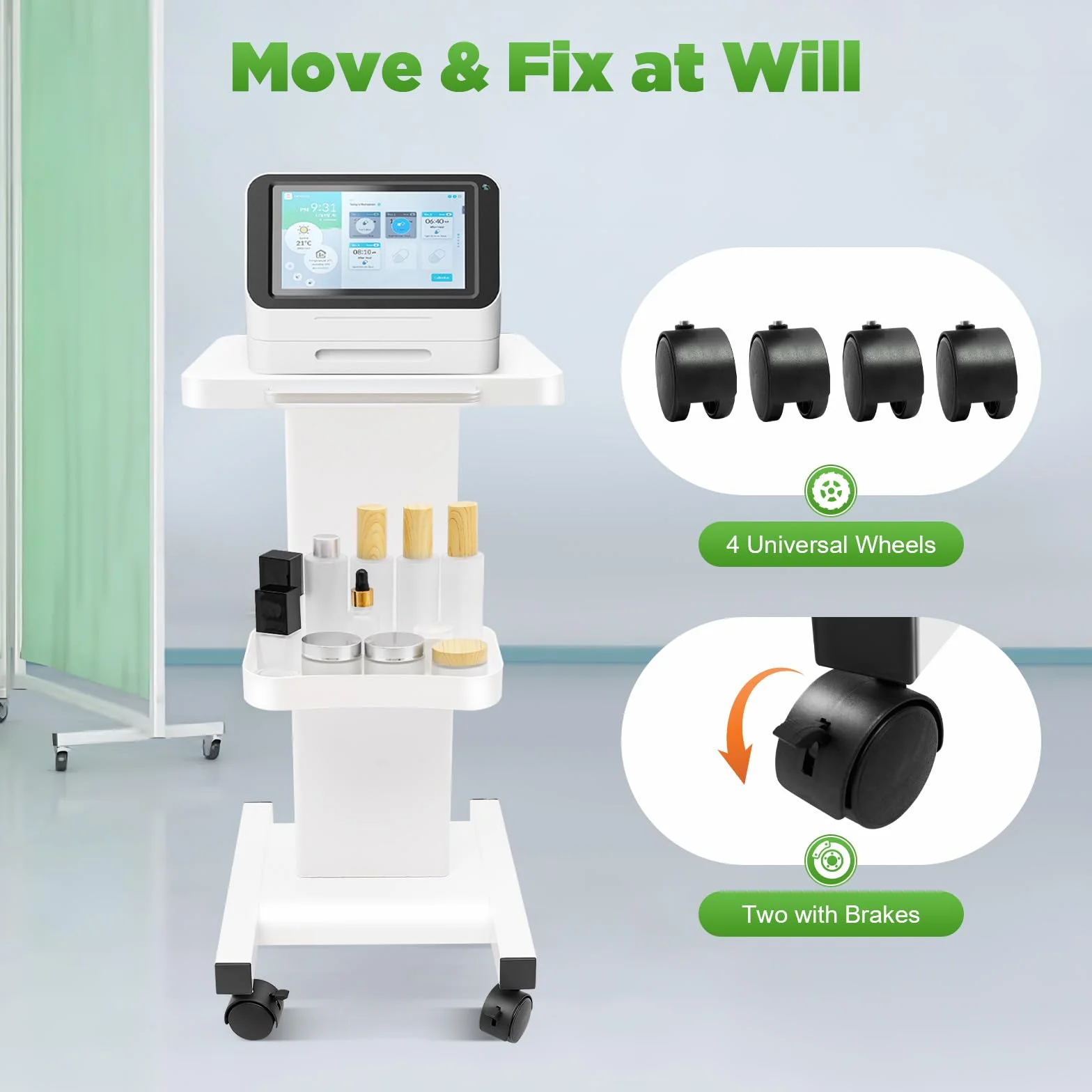 Carrello da laboratorio in metallo | Carrello medico | Carrello a rotelle per salone di bellezza a 2 piani | Carrello medico | Carrello dentale | Carrello dentale