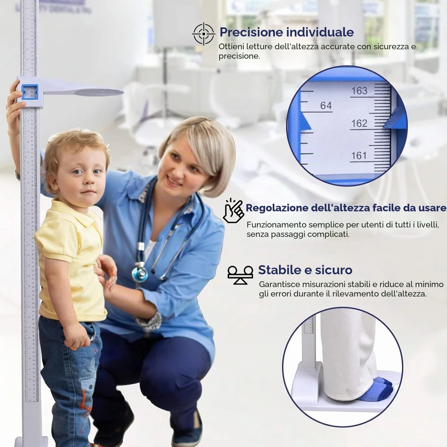 Stadiometro Portatile Misuratore di Altezza 20-210 cm Asta con Borsa