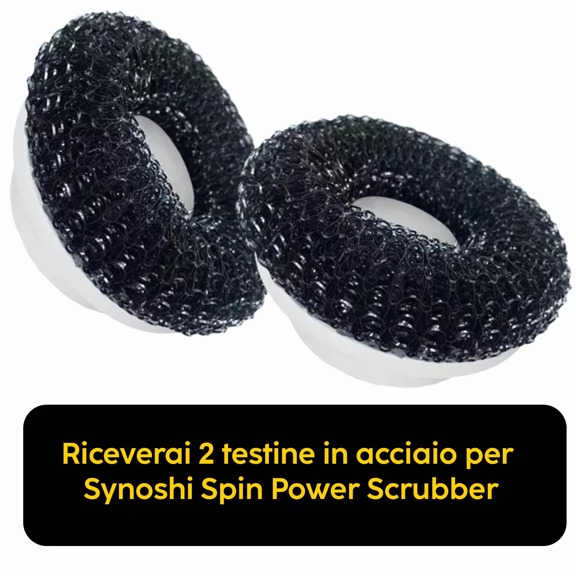Synoshi Testine Spazzola in Acciaio (2 unità) per Lavasciuga Rotante Elettrica | Progettato per Attività di Pulizia Pesanti