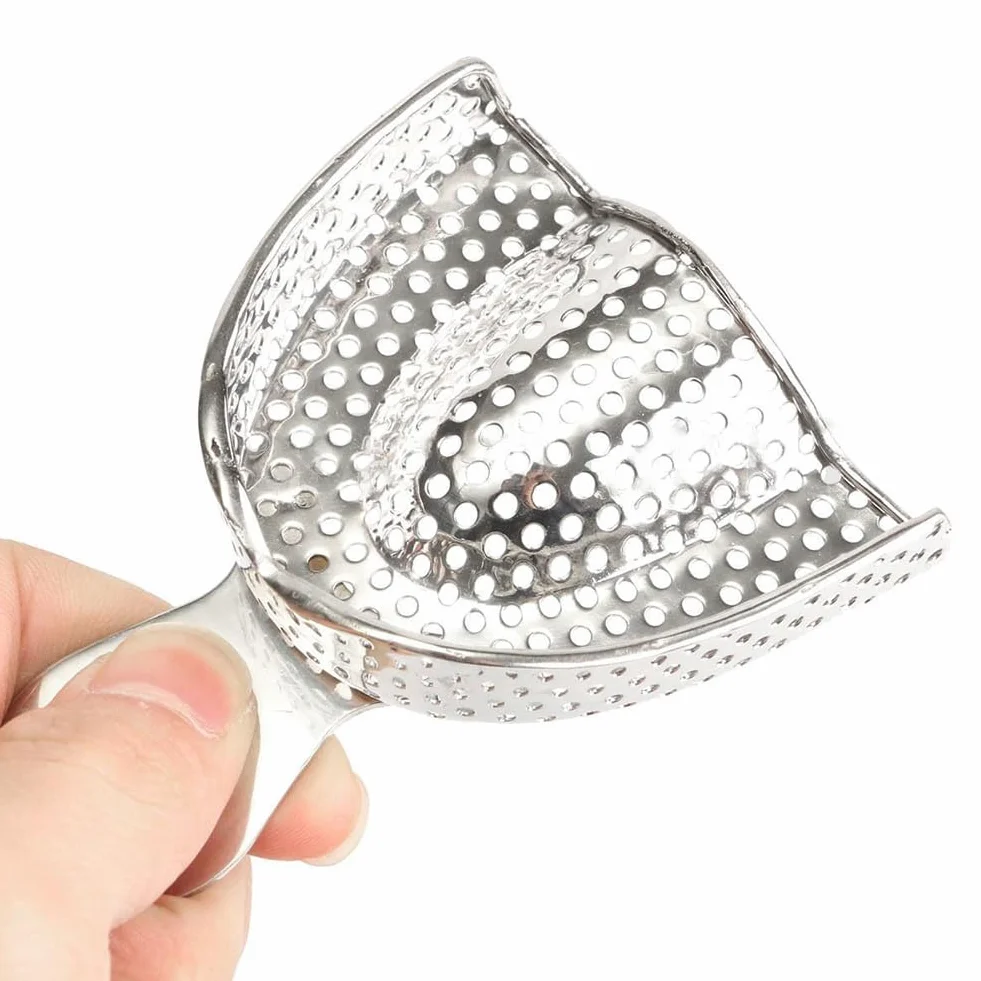 Vassoi Dentali per Impronte in Acciaio Set Morso Dentale Arco Completo Superiore e Inferiore Stampi Denti Inossidabile
