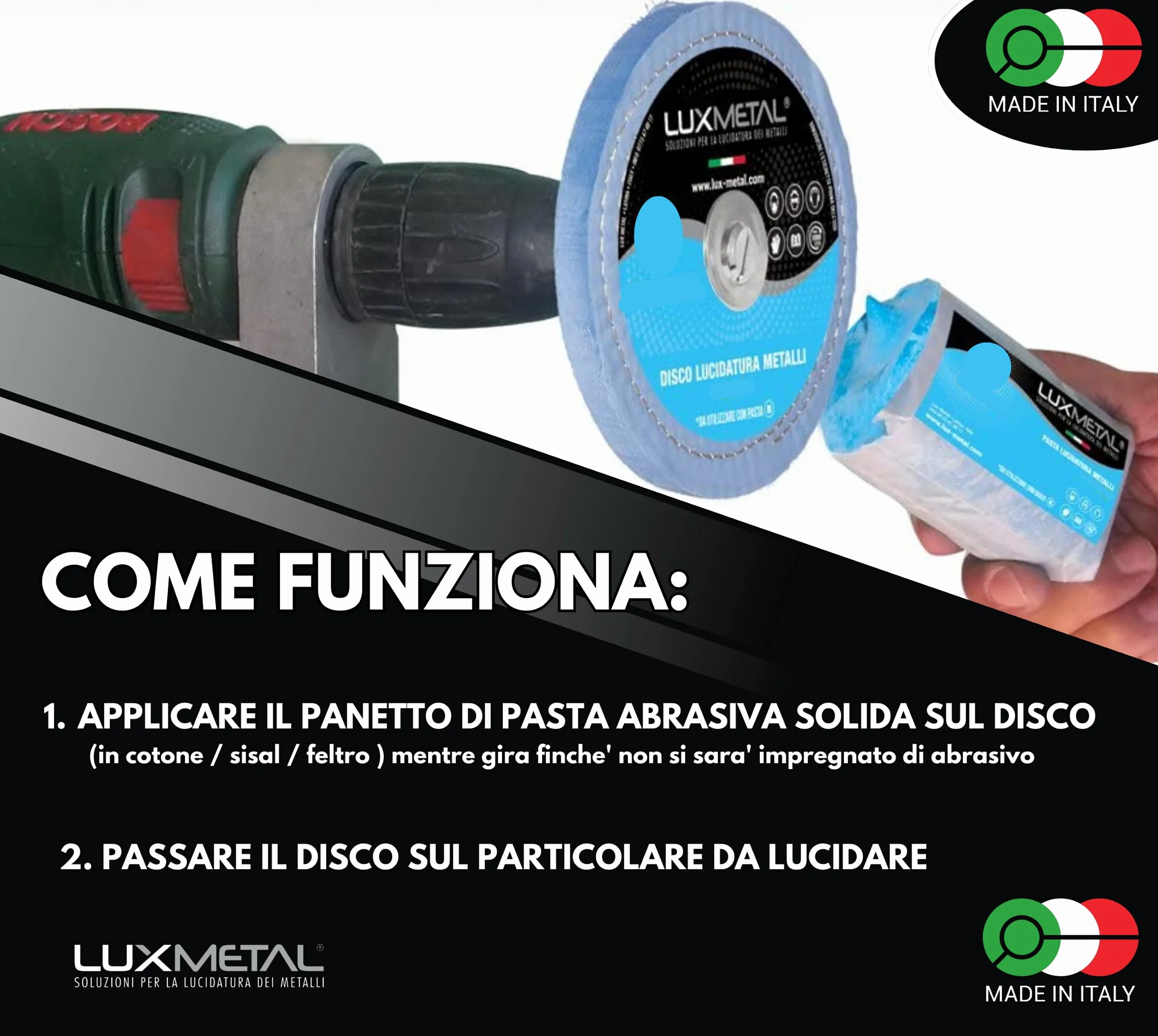 Lux Metal Pasta Abrasiva Lucidante Marrone Ultra Hard 700 gr Pre Lucidatura Alluminio Cera Per Lucidare Acciaio Inox Sgrossatura Metalli Leva Rimuovi Graffi Ossido Lucida Ottone Solida Ferro Rame Oro
