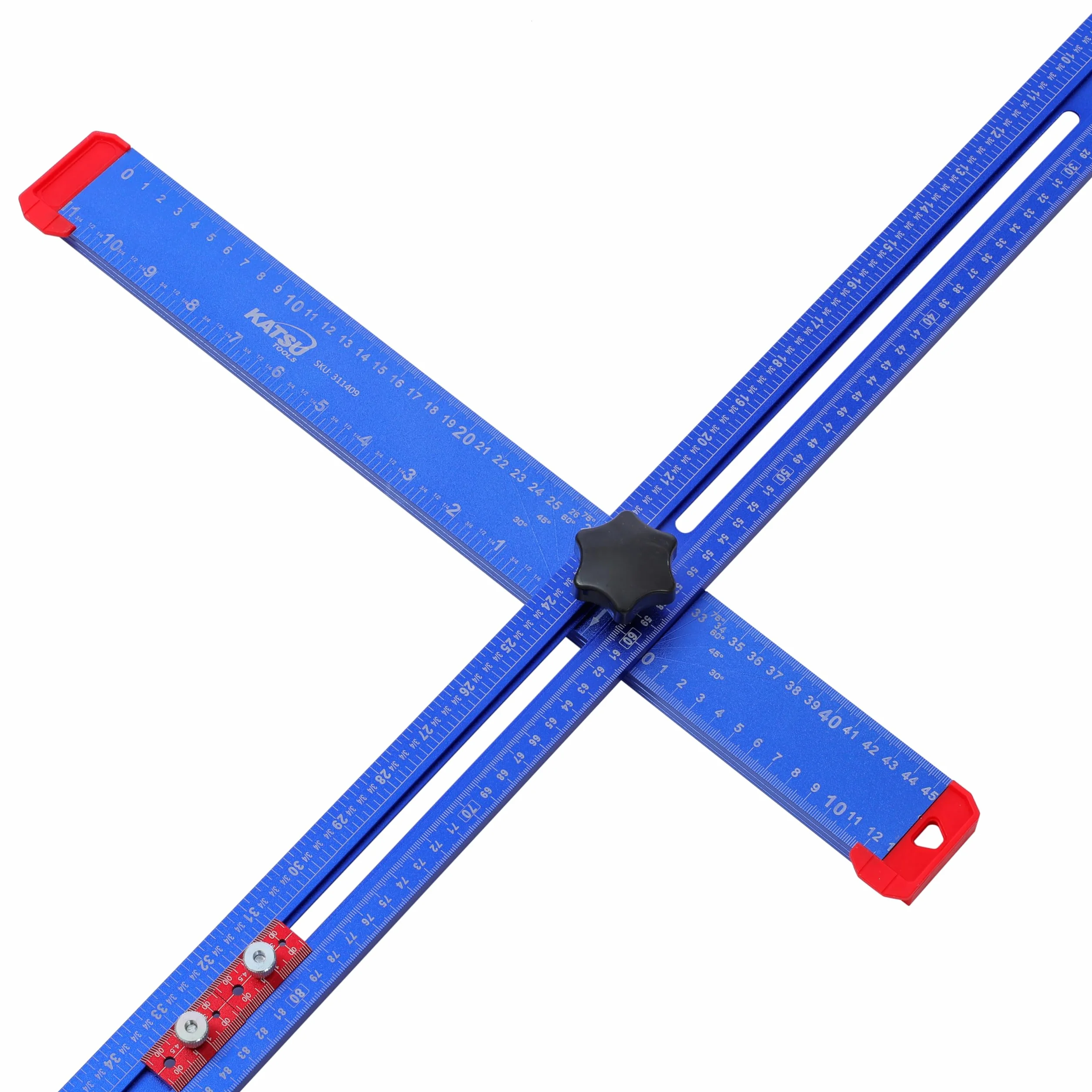 KATSU Tools Righello di posizionamento 4 in 1 da 1200 mm, in lega di alluminio, maschera per hardware per armadietto, lavorazione del legno, modello 311409