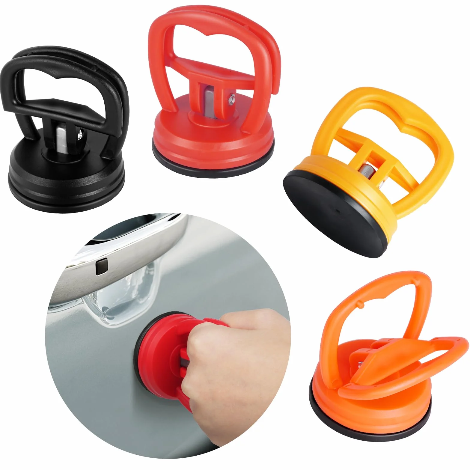 Flintronic Carrozzeria Ventosa, 4 Pezzi Estrattore Ammaccature Auto, Attrezzi di Riparazione per Ammaccature, Auto Dent Puller, Estrattori a Ventosa, per Riparazione Auto, Vetri, Schermi, Piastrelle