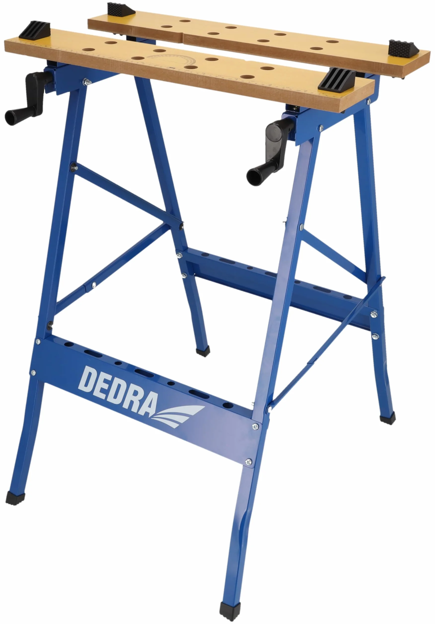 Banco da lavoro Dedra, portata max. 100 kg, grande superficie di lavoro stampata, scala e indicazioni angolari, pieghevole, versatile, regolabile, banco da lavoro con ganasce, tavolo da lavoro