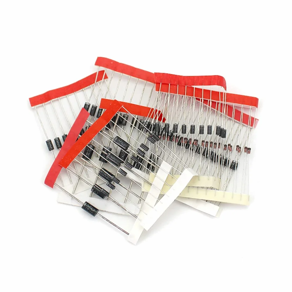 DollaTek 100Pcs Set 8 Values Rectifier Diode Assortment Kit for Arduino 1N4148 1N4007 1N5819 1N5399 FR107 FR207 1N5408 1N5822