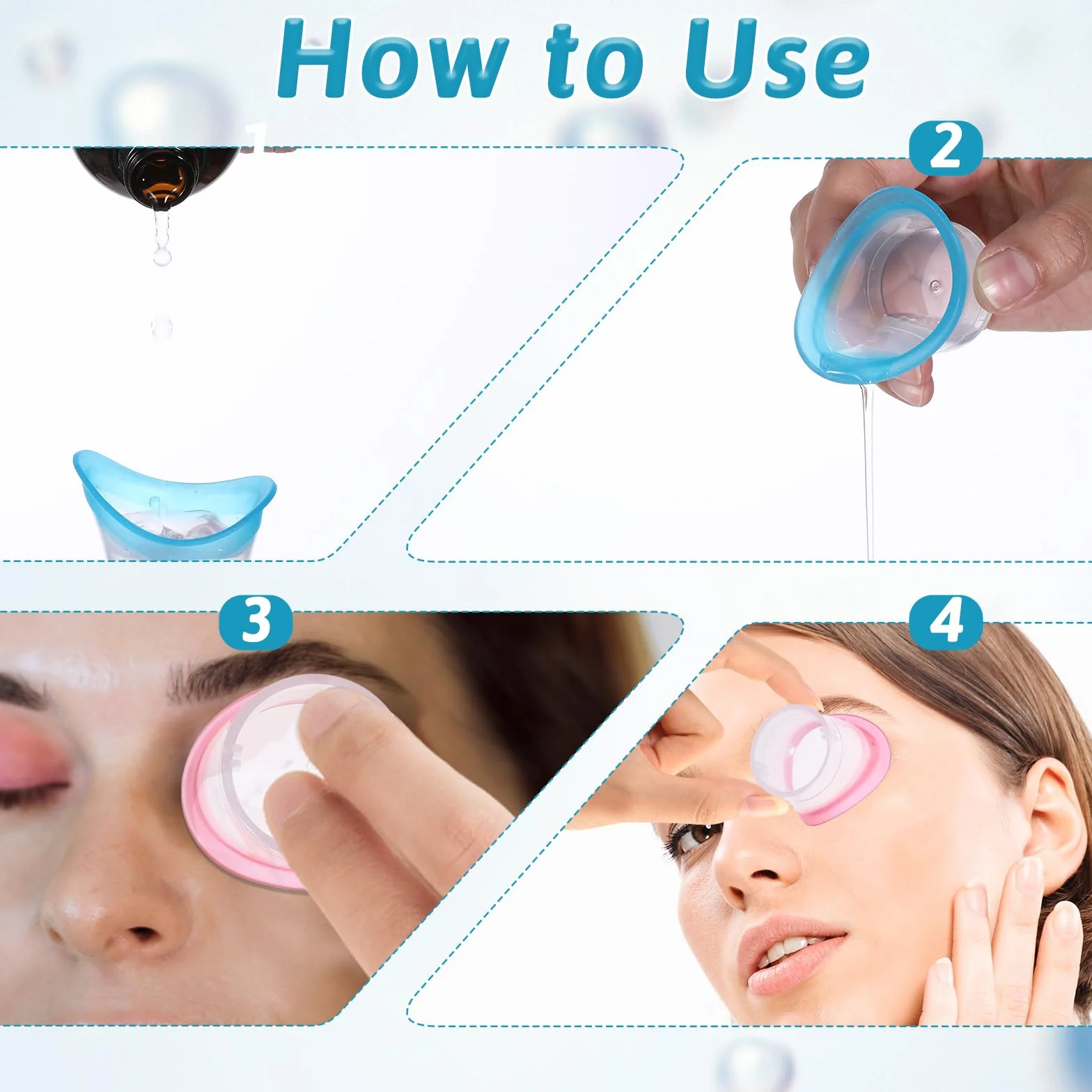 6 tazze da bagno con occhi in silicone 10 ml portatile per la cura degli occhi