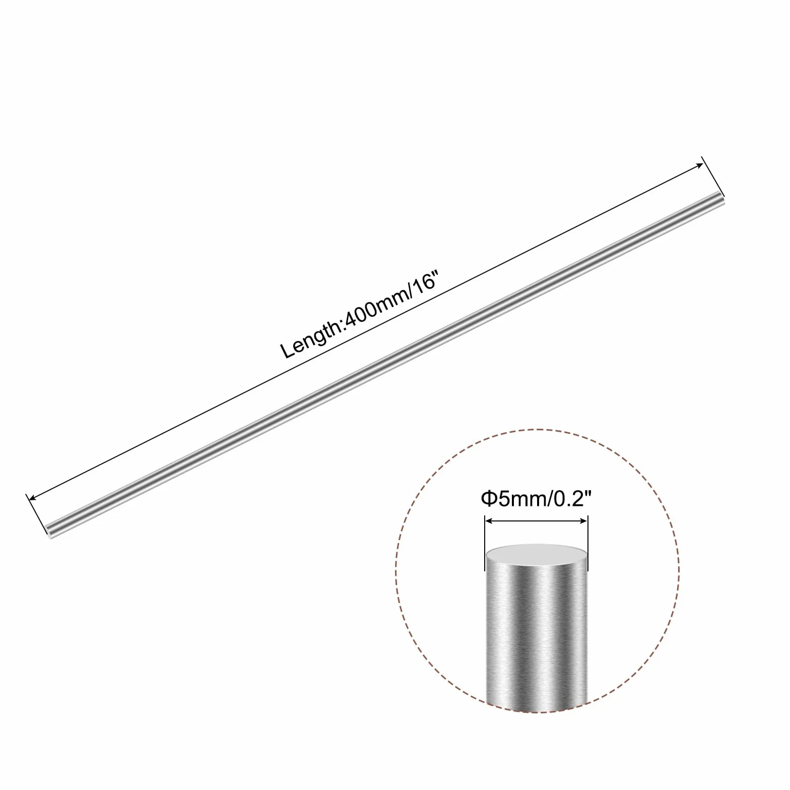 QUARKZMAN Asta Tonda Solida in Acciaio Inossidabile 304 5mm x 400mm 6 Pezzi