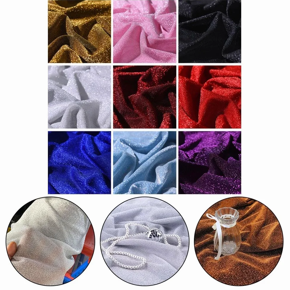 Tessuto con paillettes brillanti a forma di stella per progetti di cucito e artigianato, adatto per abiti, accessori, tende, bambole e creazioni fatte a mano (Nero)
