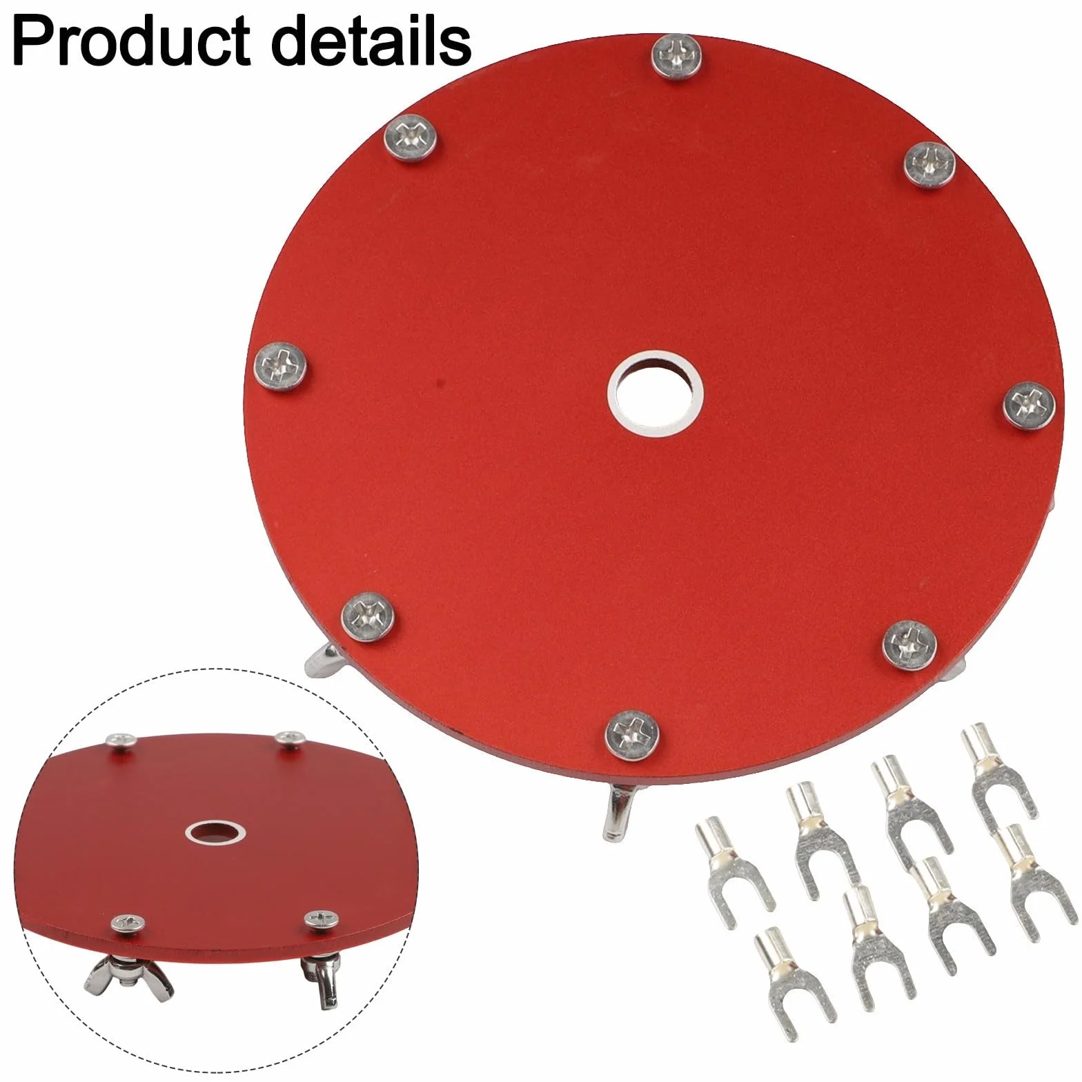 Disco di messa a terra in alluminio dedicato per sistemi di antenna PAC-12 JPC-12, piastra rossa leggera da 110 g con terminali a forcella, ingranaggio di stabilità del segnale migliorato