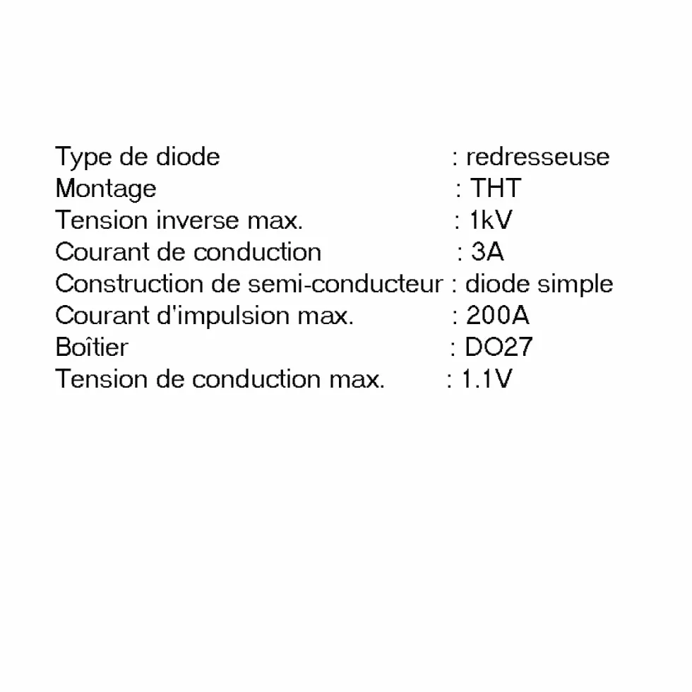 Diodo 1N5408-3A/1000V DO27 (10 pezzi)