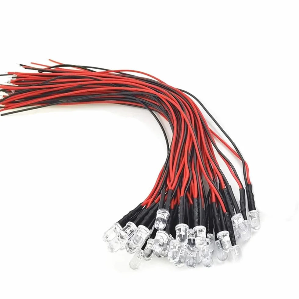 Luci LED Lampeggianti 12V 5mm Blu Diodi Precablati 20,1cm DC12V per Progetti