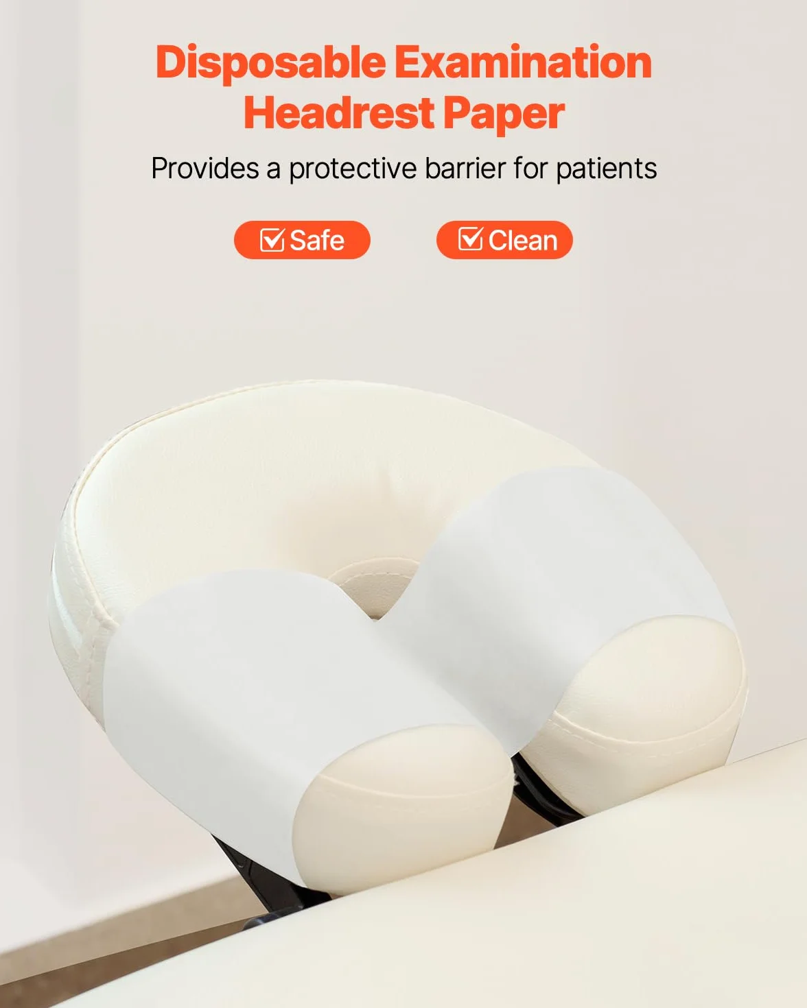 VEVOR Rotoli Carta Poggiatesta 25 Pezzi 21,6 cm x 68,9 m Monouso Visita Medica Superficie Liscia Bianco