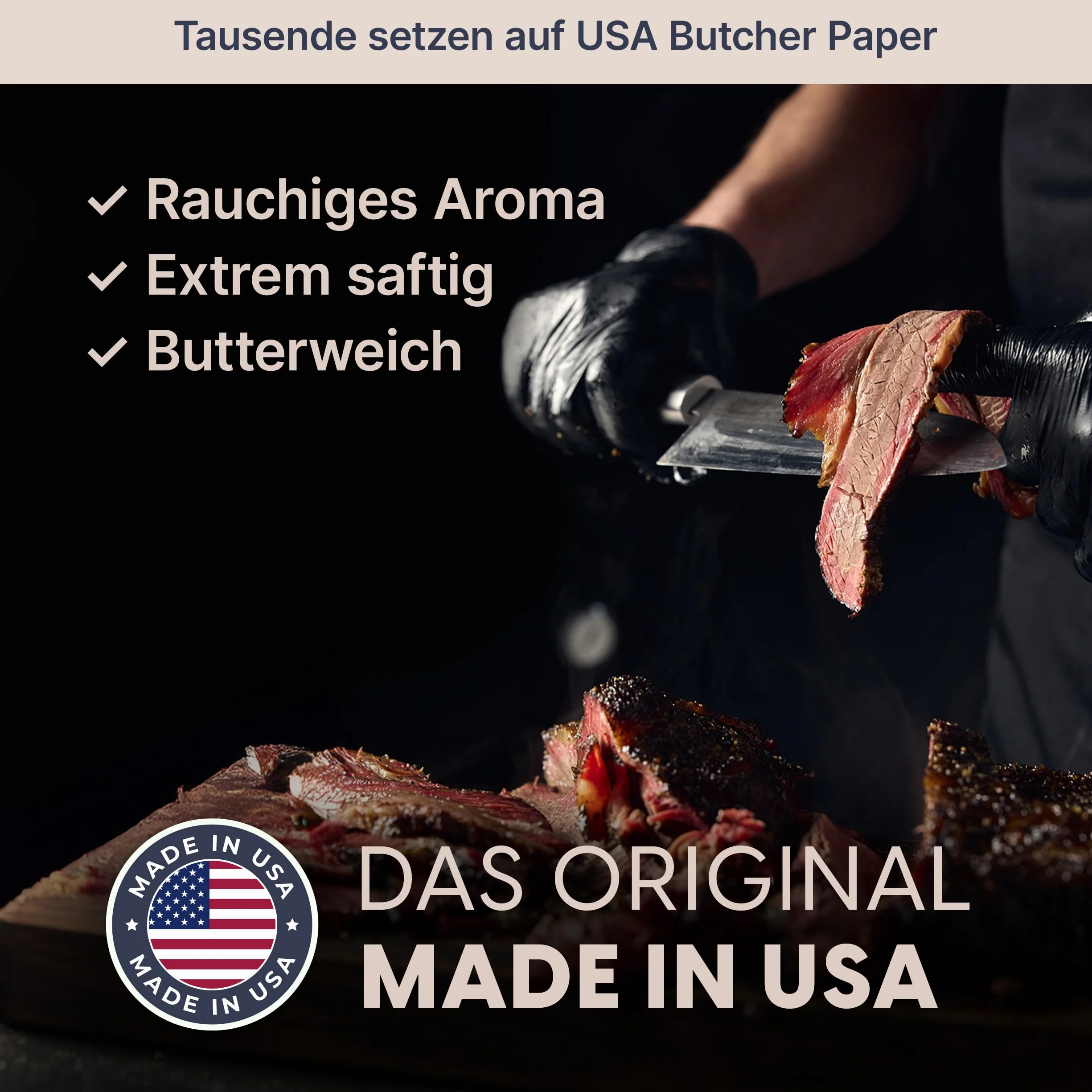 HOLY SMOKE® USA Butcher Paper 44 cm x 28 m, rotolo di carta da macellaio per grigliare carne succosa grazie a Low & Slow BBQ – Made in USA