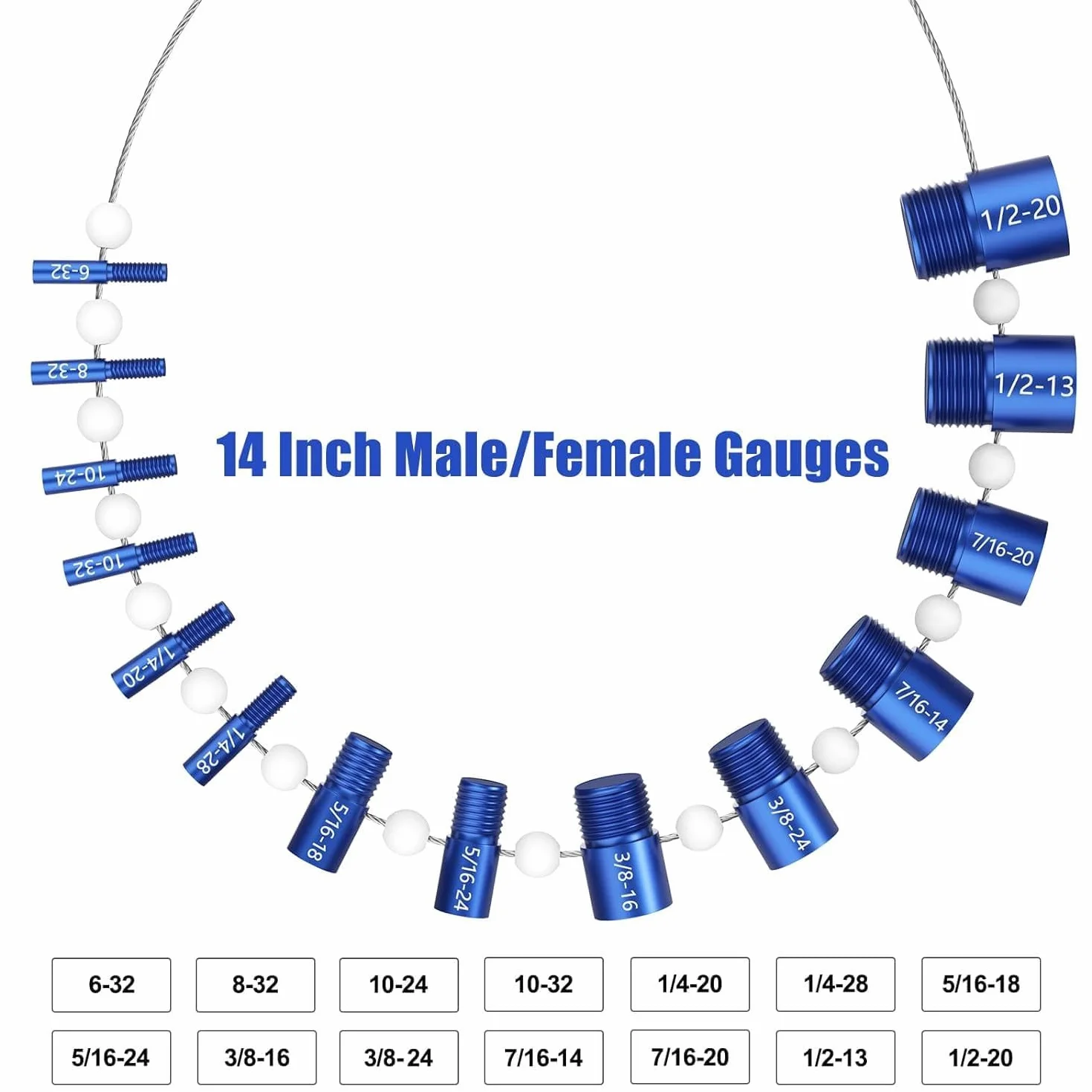 VOBOR Kit Controllo Filettatura Dadi e Bulloni 26 Pezzi Calibro Passo Metrico Imperiale
