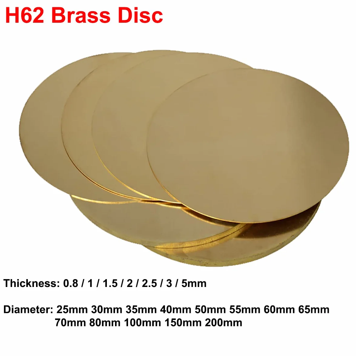 2 pezzi Piastra rotonda Lamiera di ottone Spessore 0,5/0,8/1/1,5/2/3 mm, Diametro 10 mm - 200 mm H62 Disco in ottone, Parti di guarnizione in ottone Taglio(3x25mm)