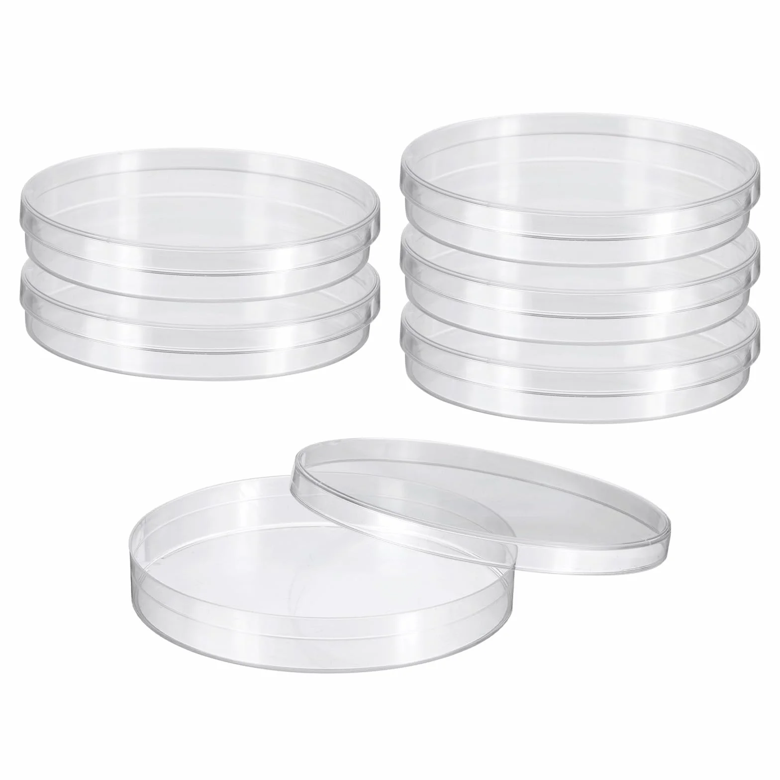 PATIKIL Piastre Petri in Plastica da 90mm/3.5 Pollici con Coperchio, Confezione da 6, Piastre per Colture Tissutali per Esperimenti Scientifici in Laboratorio, Trasparenti