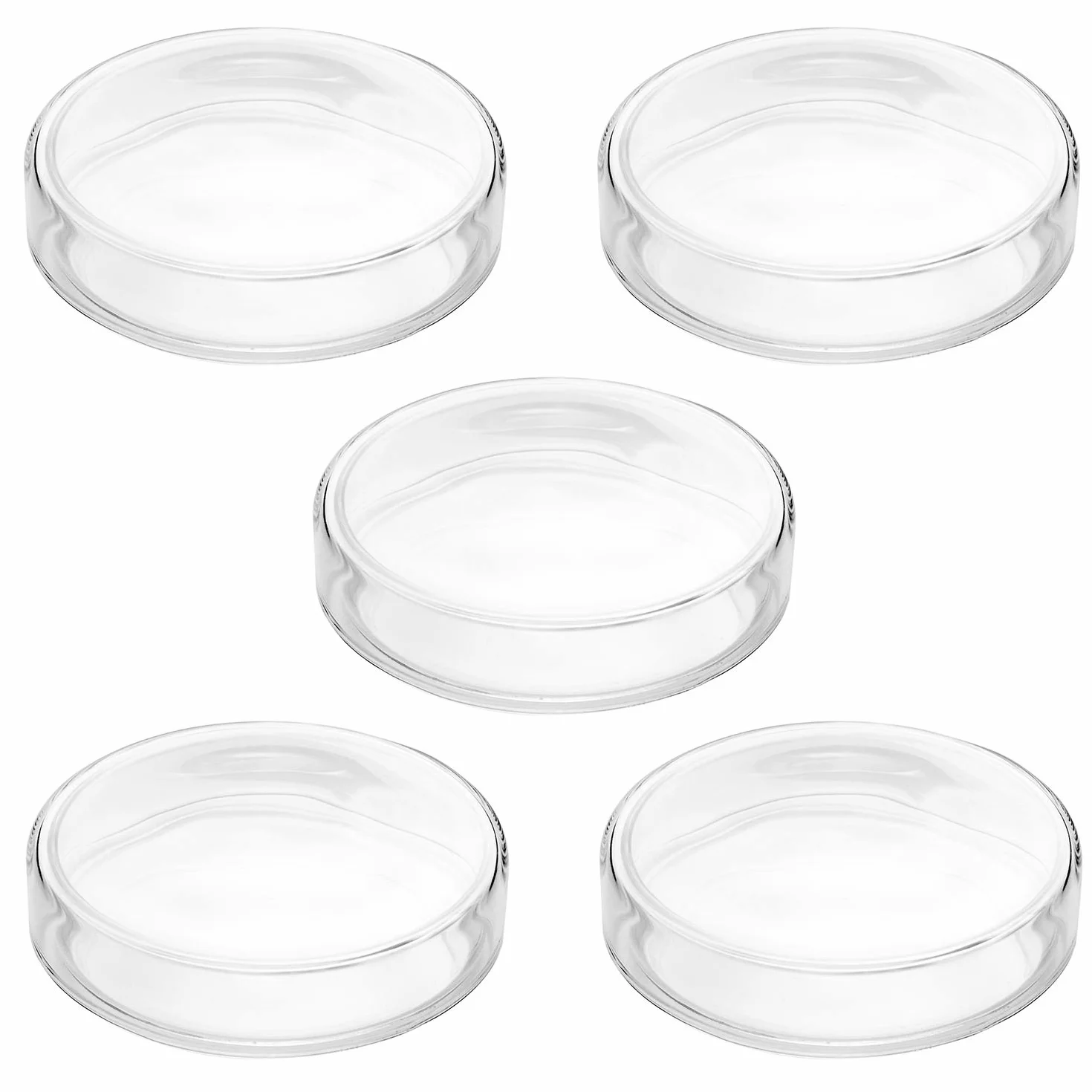 QWORK® Petri in Vetro con Coperchio, Sterile Capsula di Petri in Vetro Borosilicato per Coltura Batterica, 90mm x 20mm, 5 Pezzi