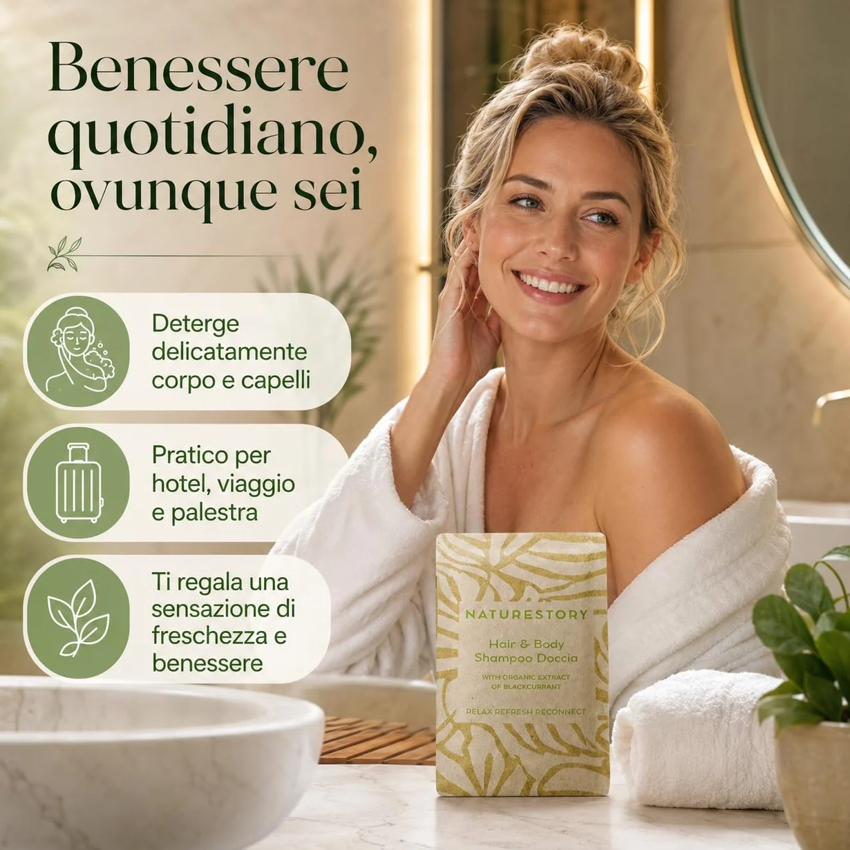 Bustine Shampoo Doccia Hotel 10 ml Monodose – Linea Cortesia B&B Made in Italy, Delicato con Ribes Nero, Eco Carta Riciclabile