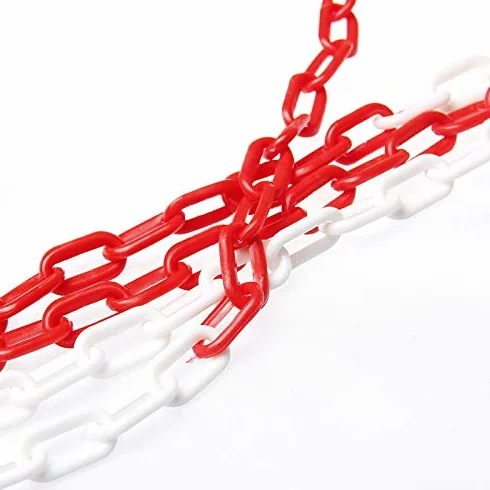 KATSU Barriera a Catena in Plastica 25 Metri 5mm x 25m Alta Visibilità Catena a Maglie in Plastica Bianca e Rossa per Avviso di Sicurezza Parcheggio, Controllo della Folla, Traffico, Coda 990937