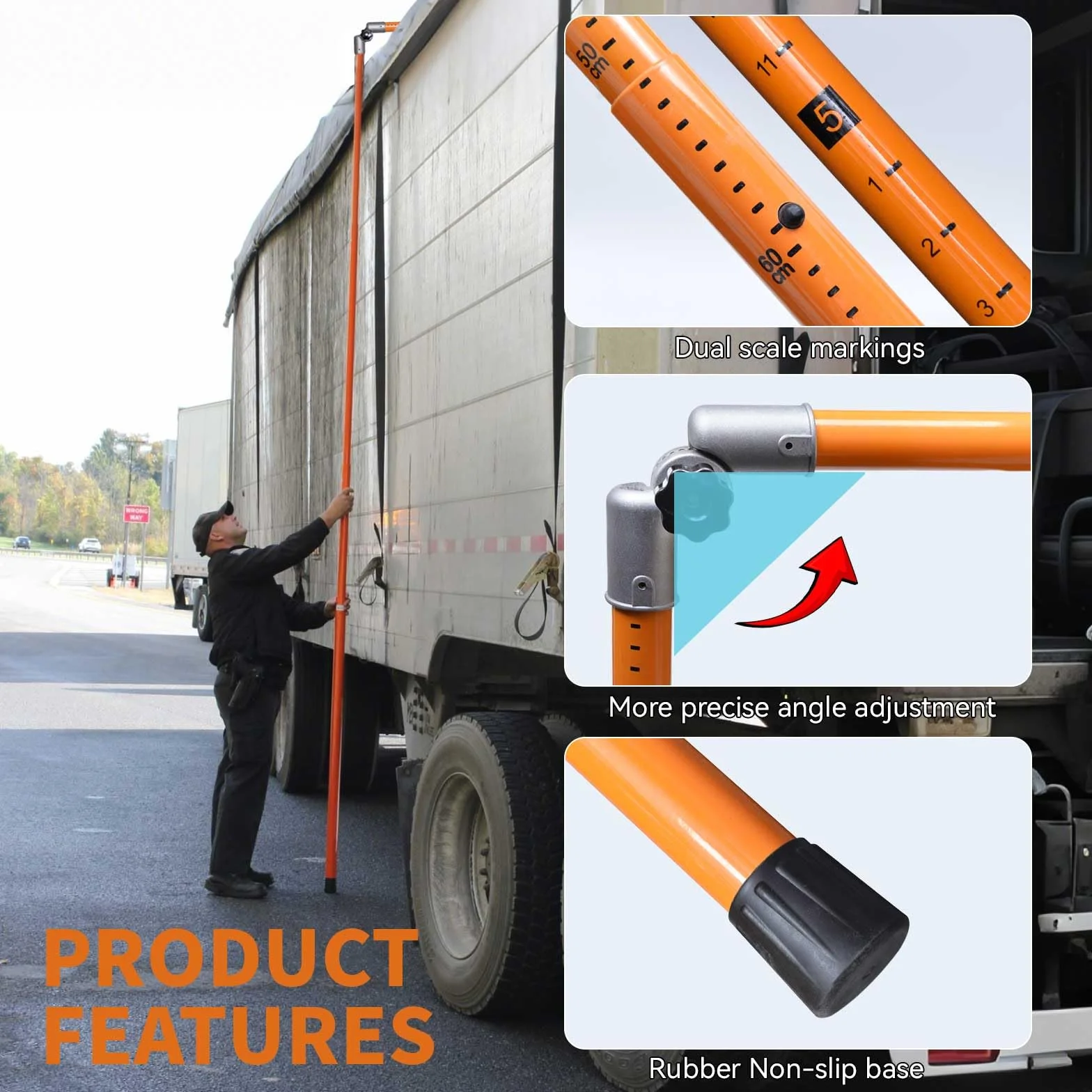 Altimetro Telescopico per Camion 4,5 m, Asta di Misuratore dell'Altezza con Borsa