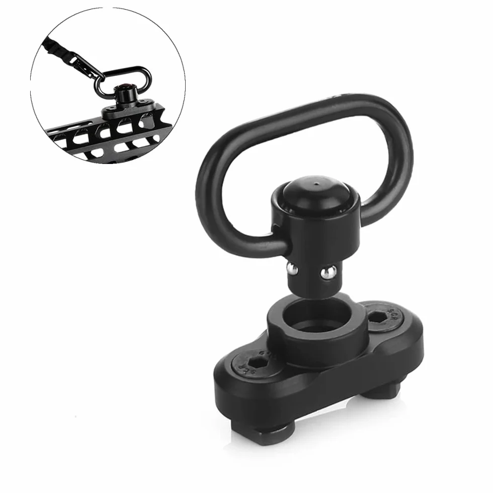 Kit di Montaggio Girevole QD per Cinghie da 3,2 cm con Pulsante di Rimozione Rapida, Adattatore per Cinghie e Base Girevole a 360°, per Protezione del Carrello
