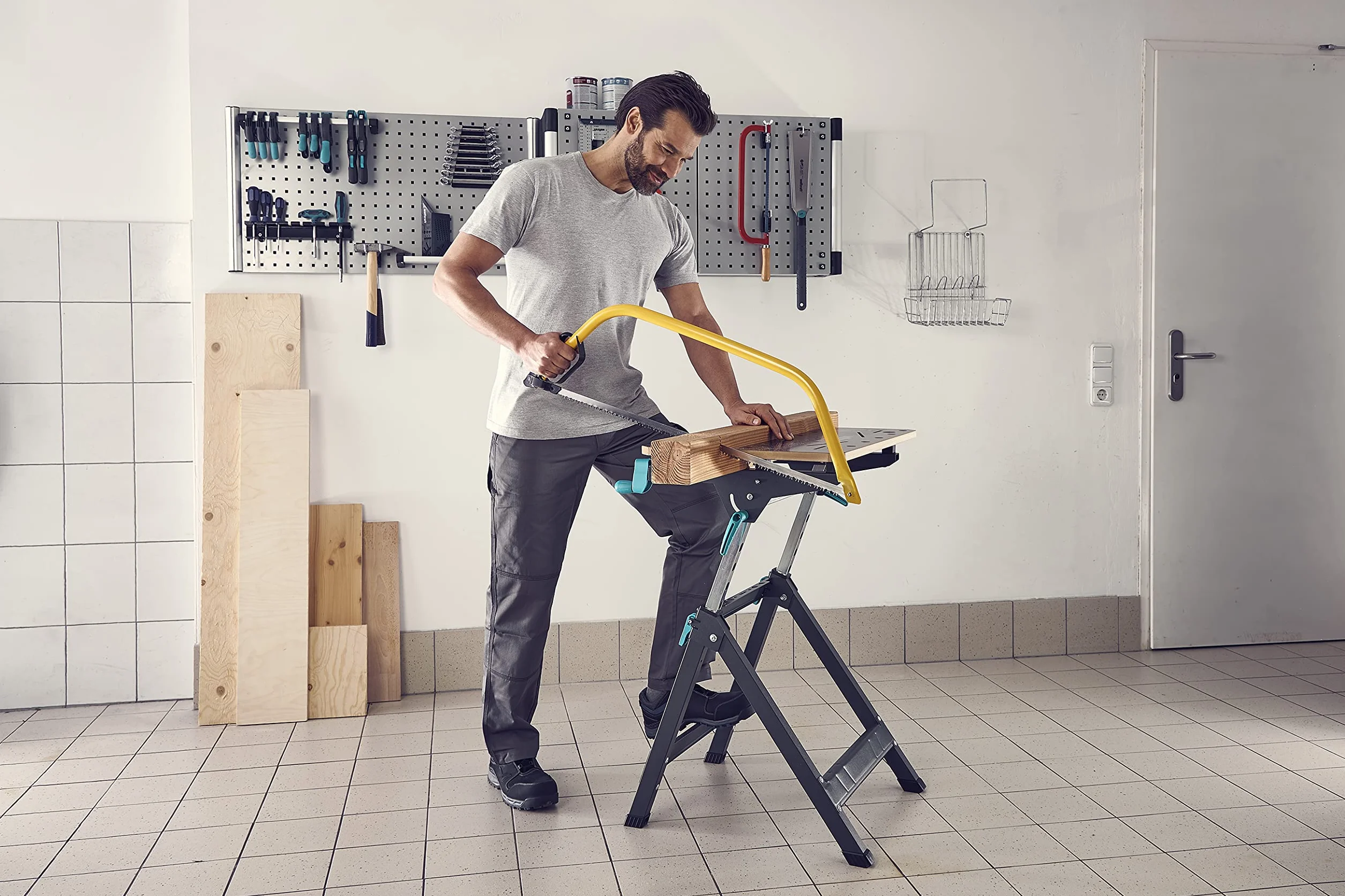 wolfcraft MASTER 750 ERGO Banco morsa e portamacchine I 6871000 I Il banco morsa e portamacchine regolabile in altezza