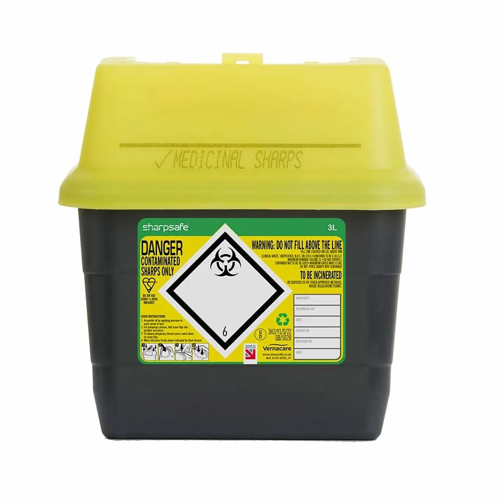 Sharpsafe 5a generazione Sharps Bin smaltimento rifiuti clinici 3 litri giallo/grigio