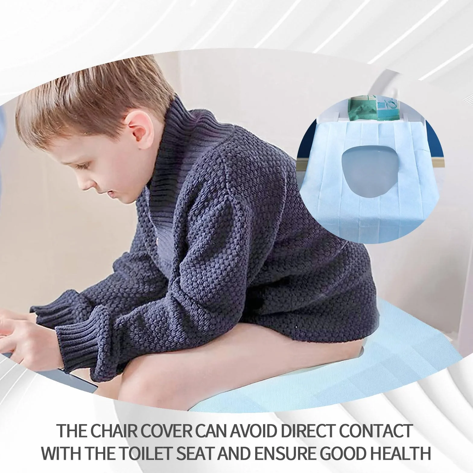 Copriwater USA e Getta Biodegradabili in Carta per Bambini e Adulti, Coprisedili WC Monouso Ecologico Antibatterico Universali 50 Pezzi