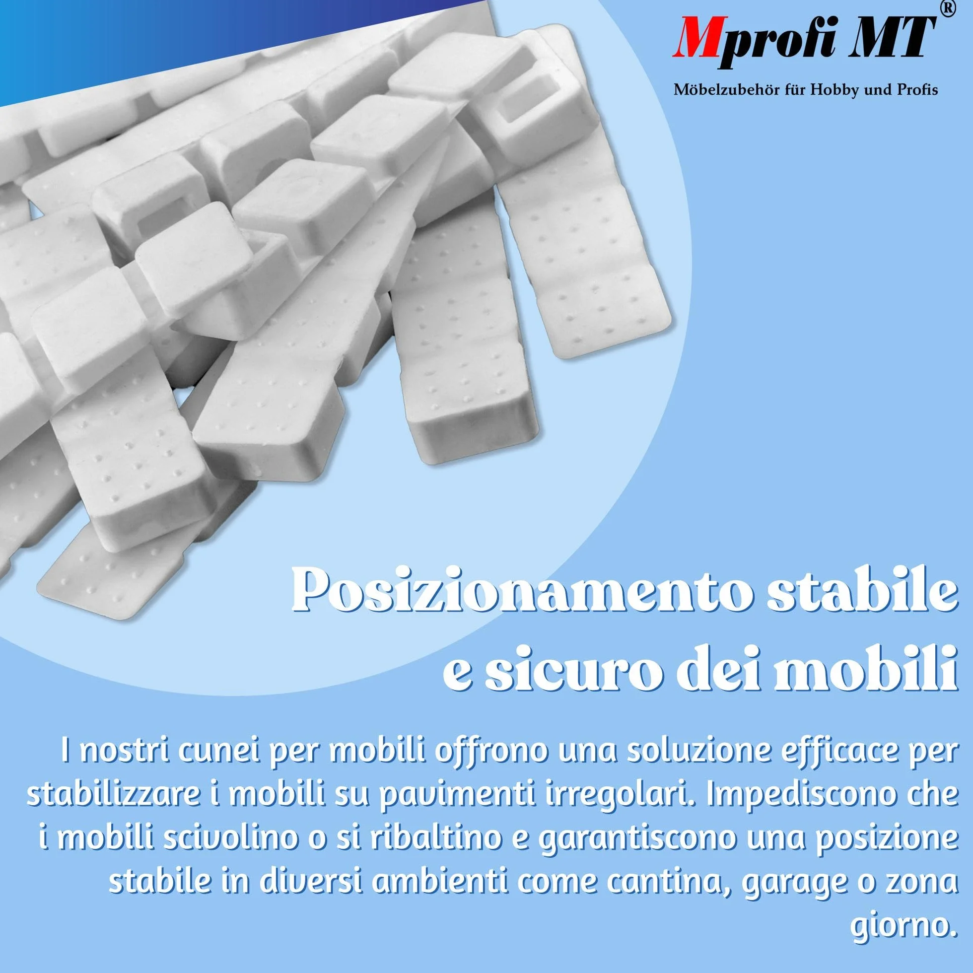 Mprofi MT Cunei per Mobili in Plastica Bianco 100 Pezzi Distanziatori Livellatori Spessori Regolazione