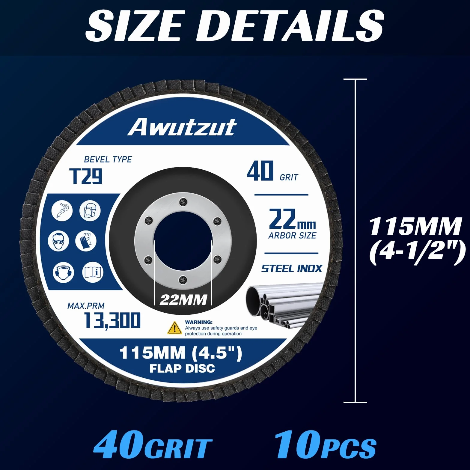 Dischi lamellari 115mm Grana 40 per Smerigliatrice il Ferro Legno Dischi Abrasivi 10 Pezzi