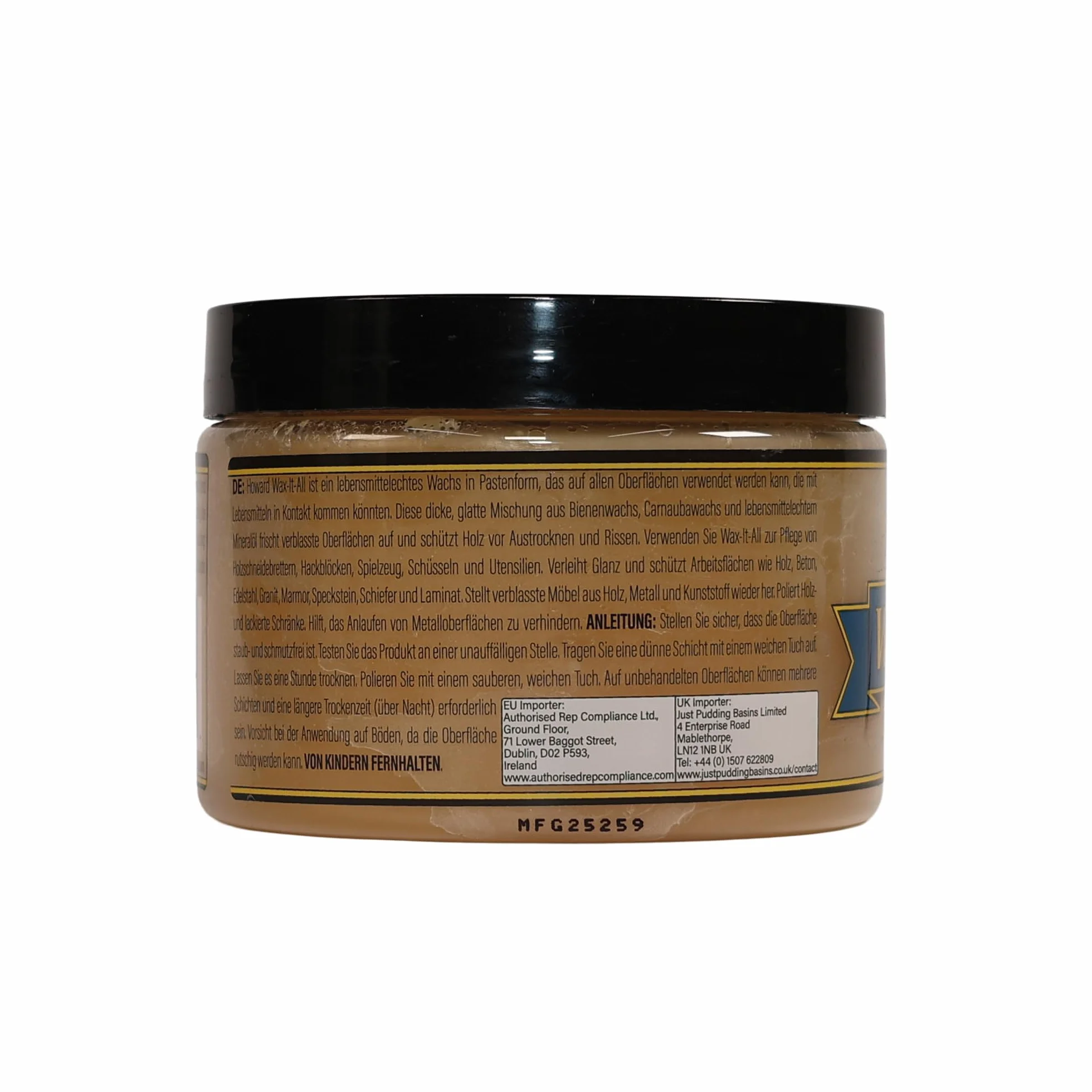 Howard Wax It All - Pasta di cera d'api per legno, pietra, metallo, granito, marmo, macellaio, controsoffitti e mobili - Miscela di olio minerale carnauba - 255 g