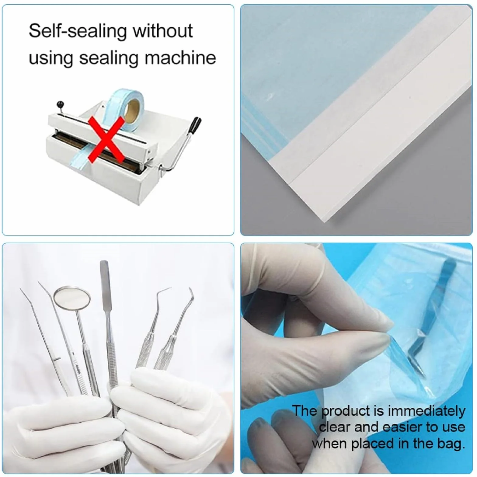 Sacchetto di Sterilizzazione Autosigillante,Sacchetto per la Disinfezione Dell'autoclave,100Pcs Buste Autosigillanti per Sterilizzazione,Sacchetto Per Sterilizzazio per Strumenti di Pulizia(57X130MM)
