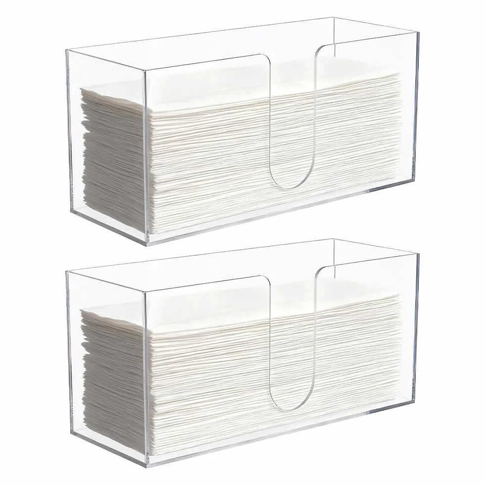 DICOSMETIC 2 dispenser di asciugamani di carta da banco in acrilico trasparente, 26 x 12 x 10,5 x 10,4 cm, portatovaglioli a tre pieghe per bagno e cucina piegati a Z