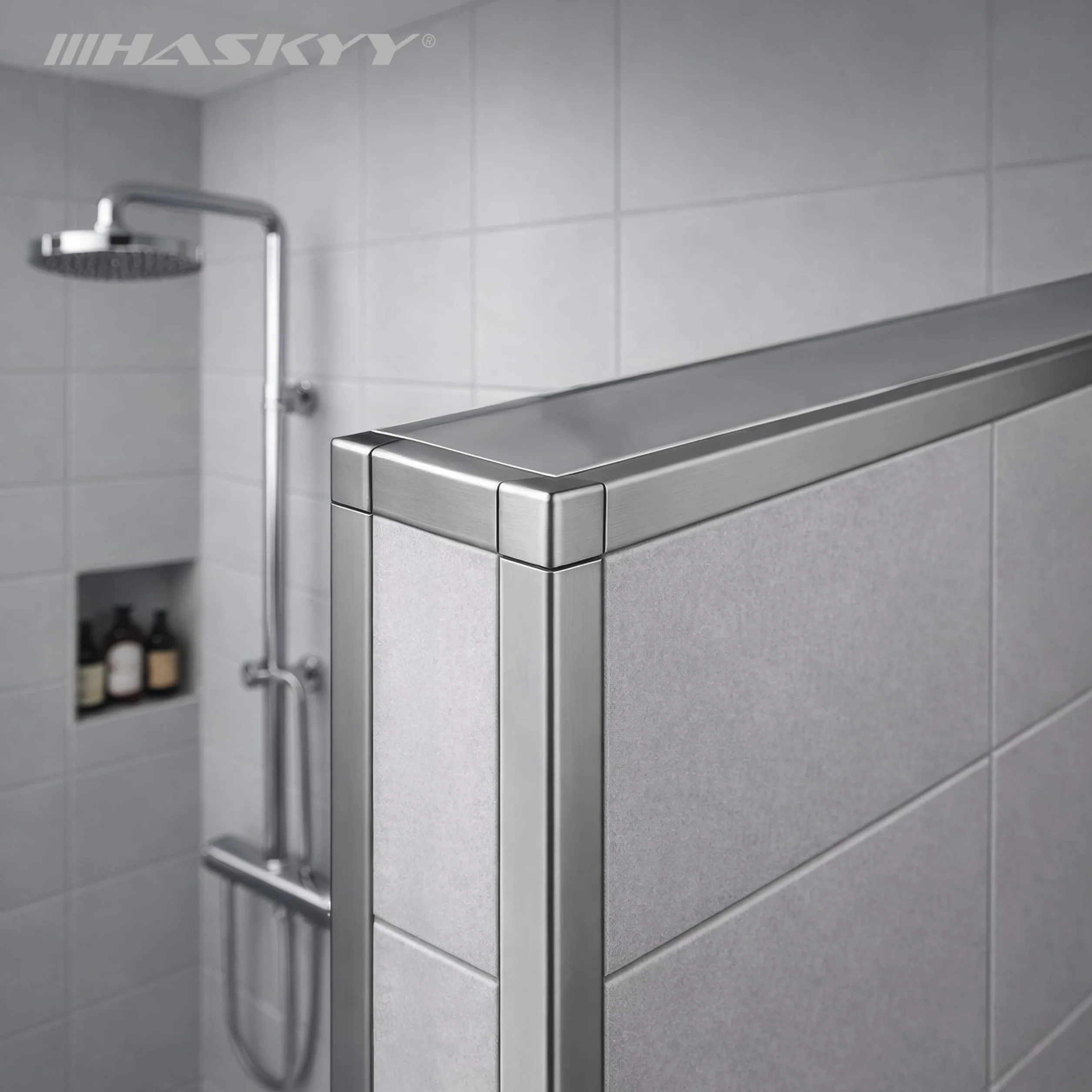HASKYY Kątownik do listwy gresowej ze stali nierdzewnej V2A szczotkowany kwadratowy uniwersalny 11 mm
