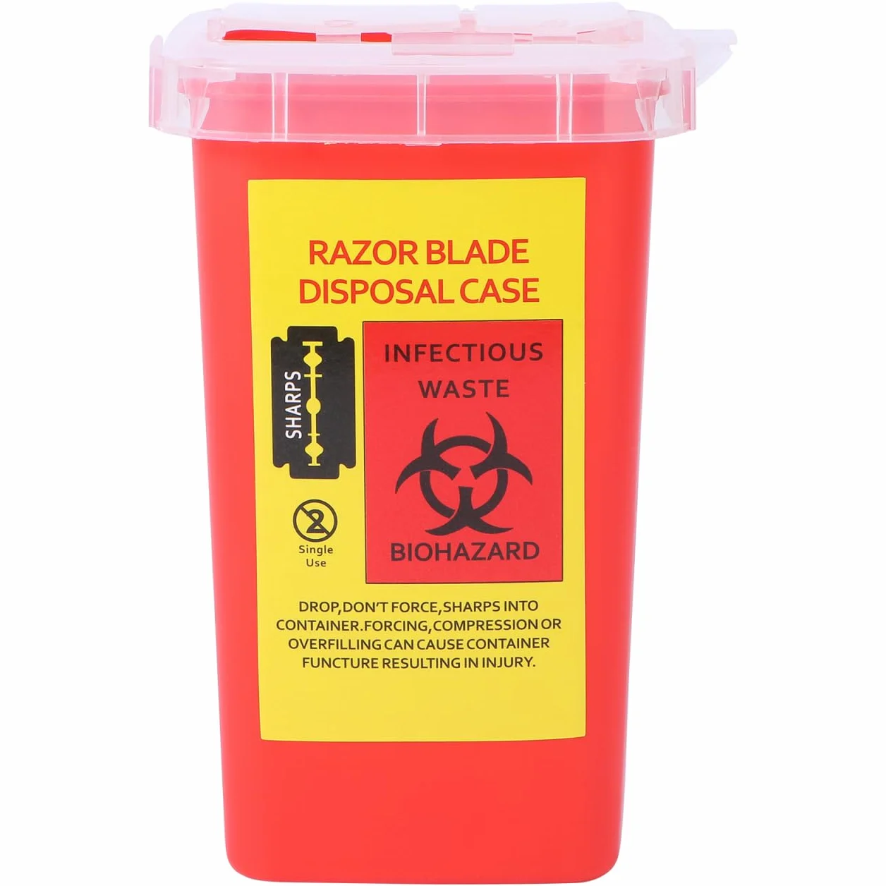 Healeved Contenitore Per Lamette Usate in ABS 6"x3.7"x3.7" Smaltimento Lame Sicuro con Coperchio a Scatto