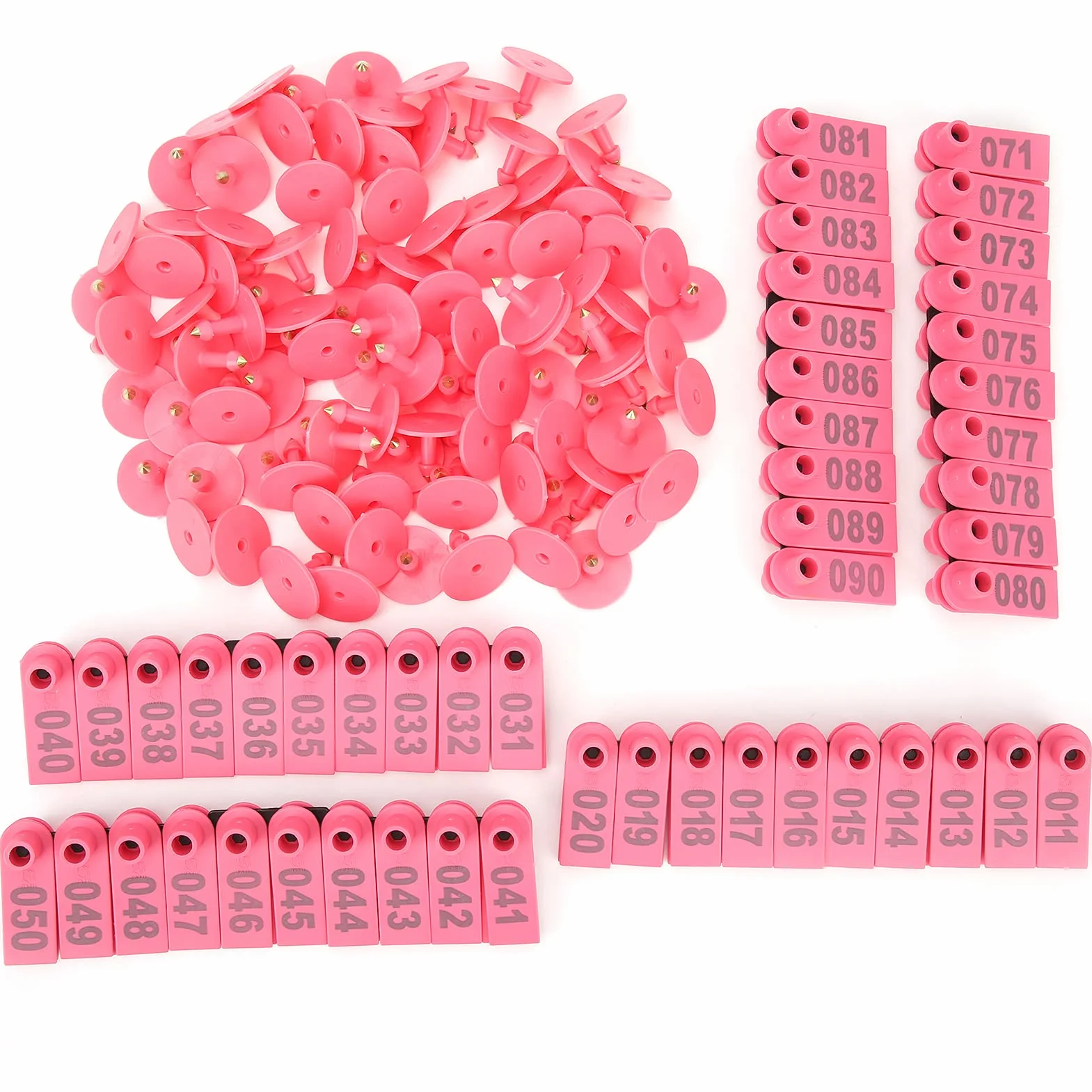 100 Pezzi di Marchi Auricolari per Animali da Fattoria in Plastica per Orecchini di Plastica per Capre Pecore Bovini Mucche Maiali[Rosa] Accessori per il trasporto di animali da allevamento