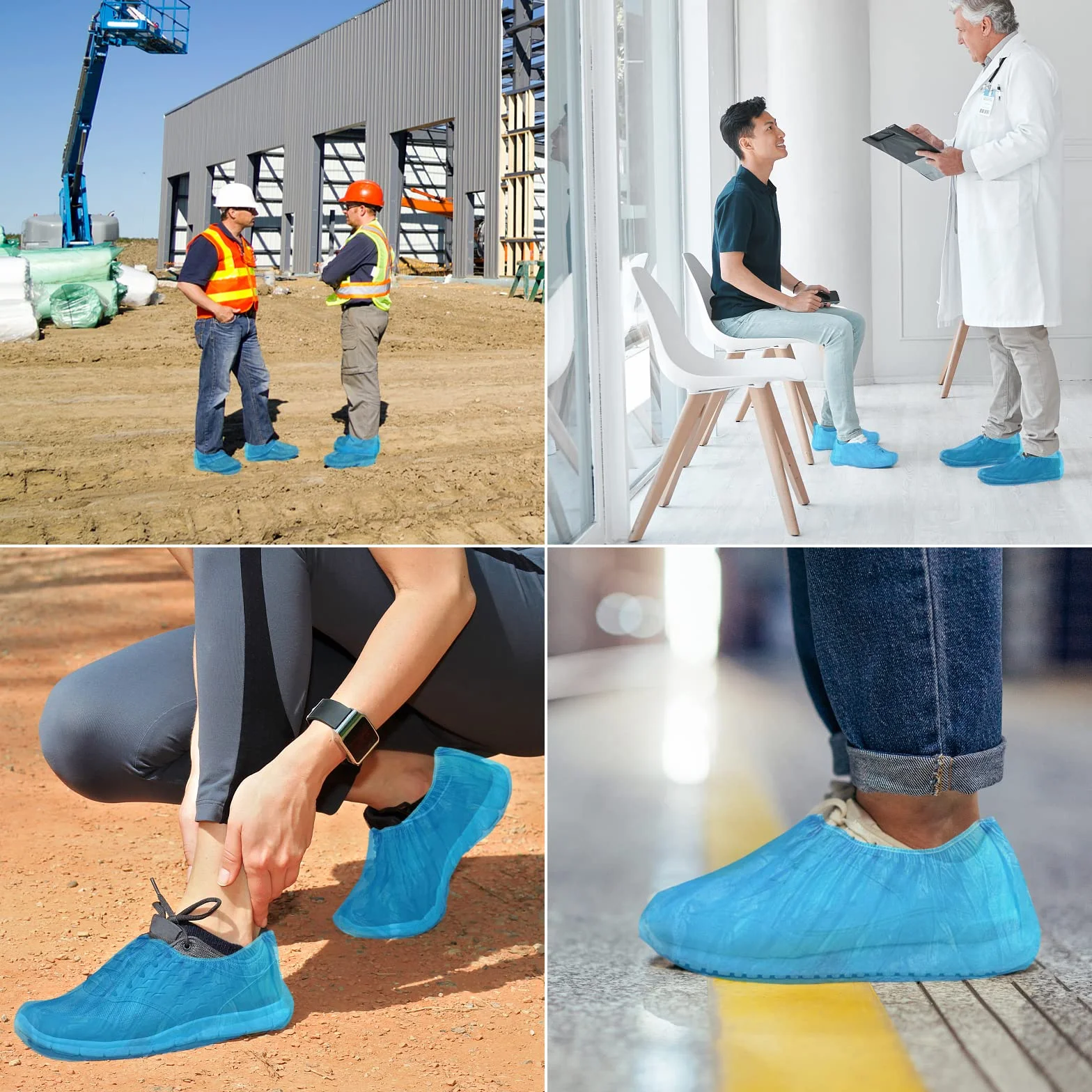 Copriscarpe Monouso in TNT Blu 100 Pezzi Antipolvere Antiscivolo Traspiranti