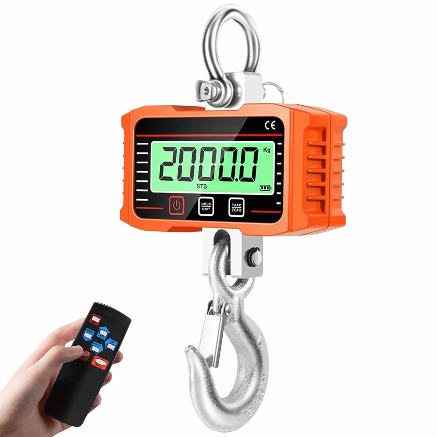 Bilancia a Gancio Digitale 2000KG, Industriale Elettronica per Gru con Telecomando Display LCD