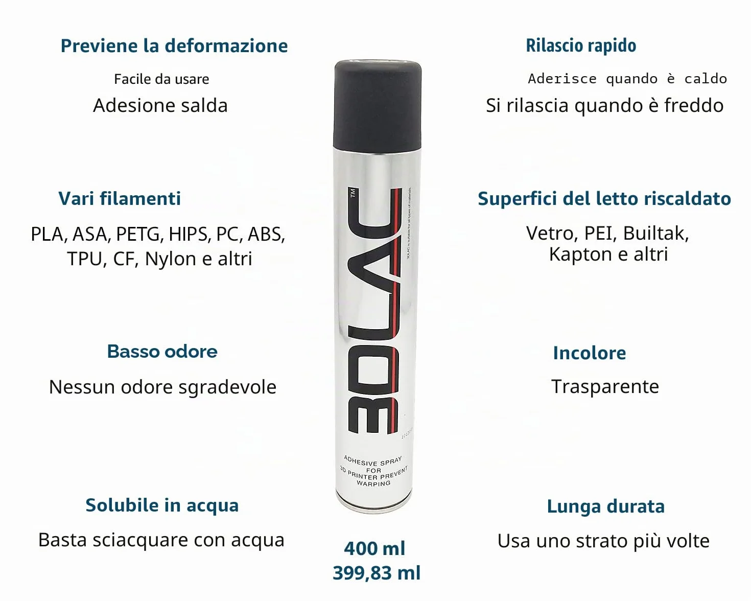 3DLAC Colla spray per una perfetta aderenza al letto di stampa 3D, 400 ml